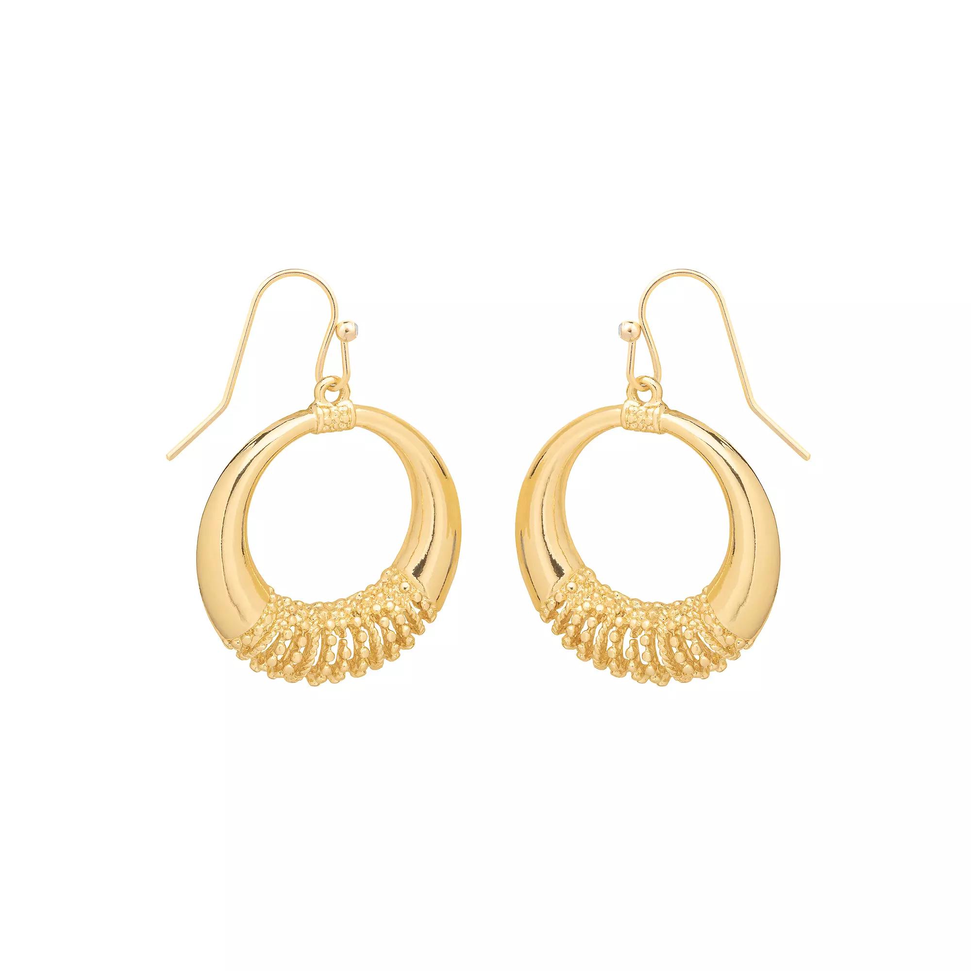Sonoma Goods For Life® Gold Tone Textured Open Circle Drop Earrings, Women's, None Product Image