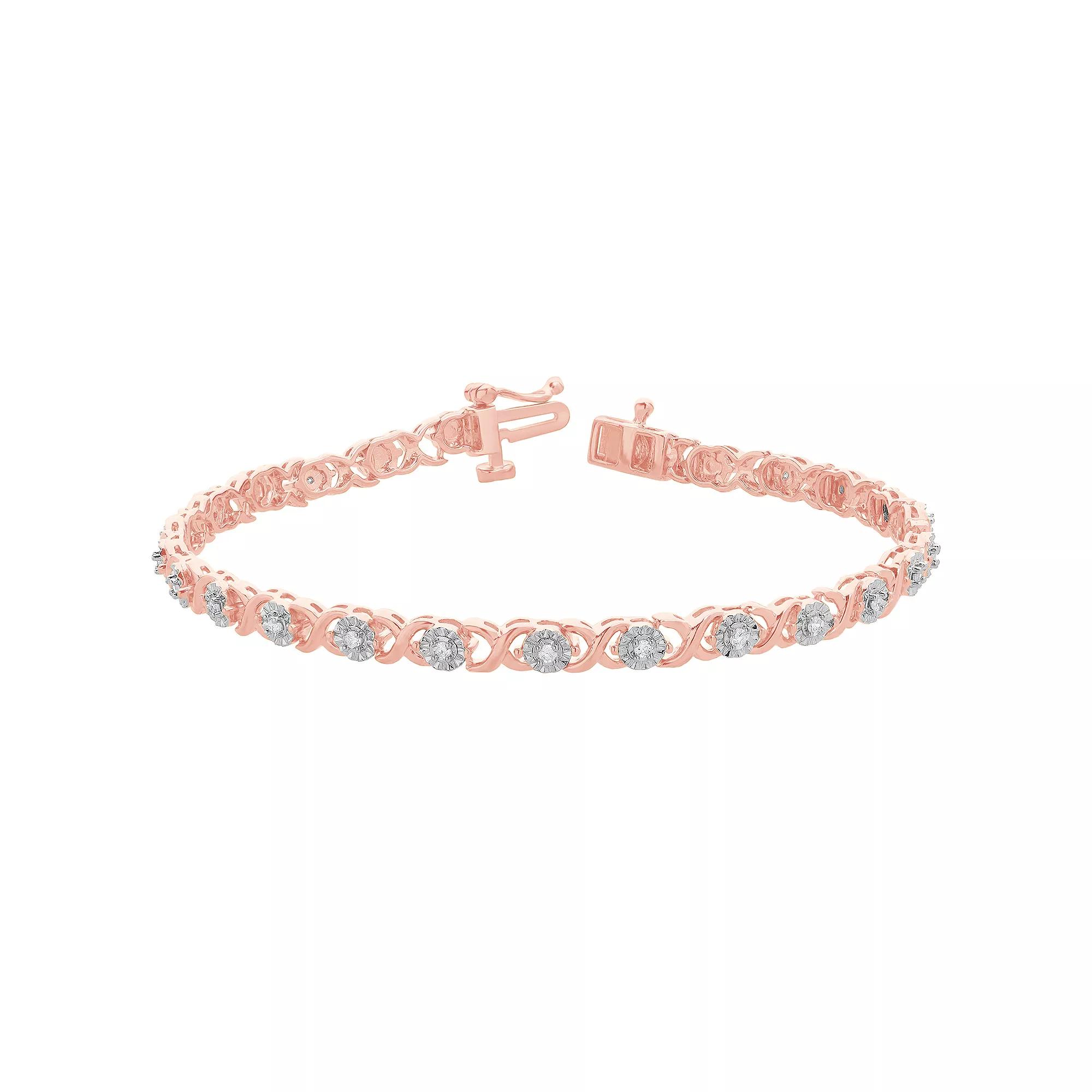 Diamond Brilliance Sterling Silver 1/4 Carat T.W. Lab-Created Diamond Fashion Bracelet, Women's, Size: 7", Pink Tone Product Image