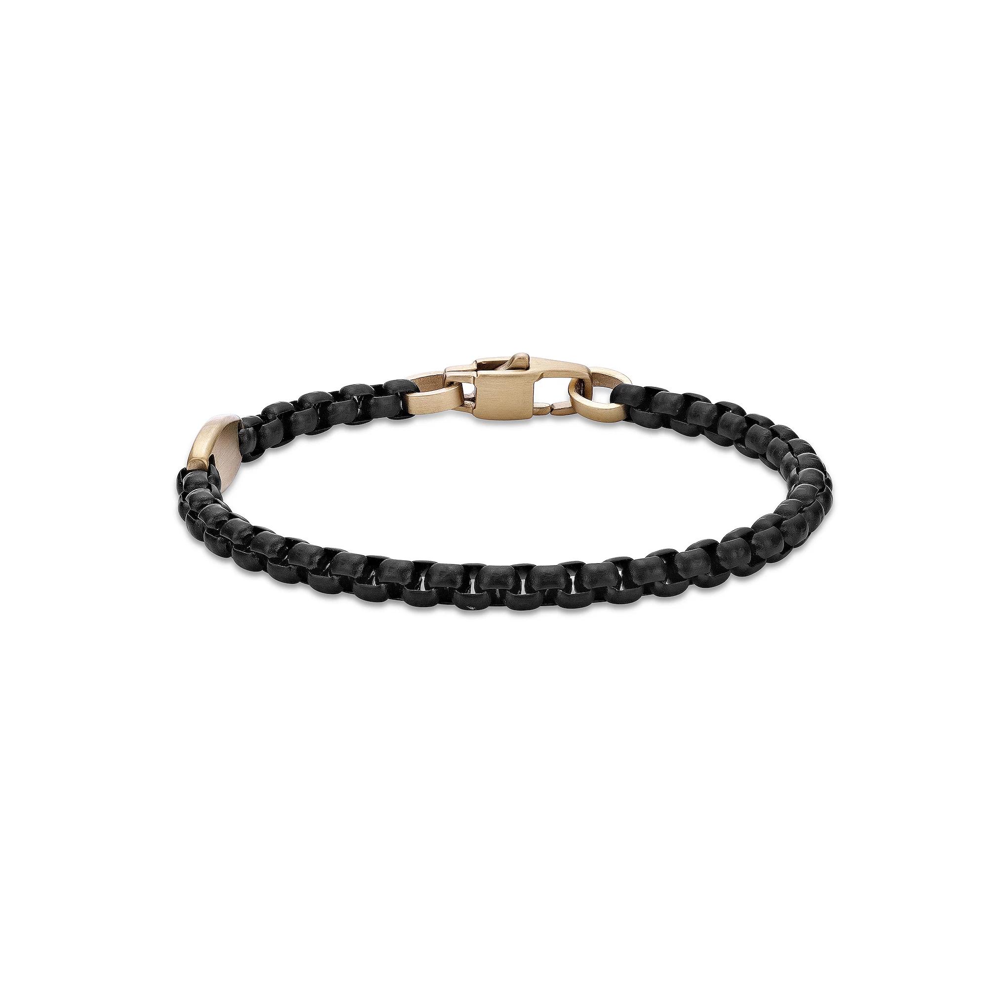 Men's LYNX Stainless Steel Two Tone Round Box Chain Bracelet, Size: 8.5" Product Image