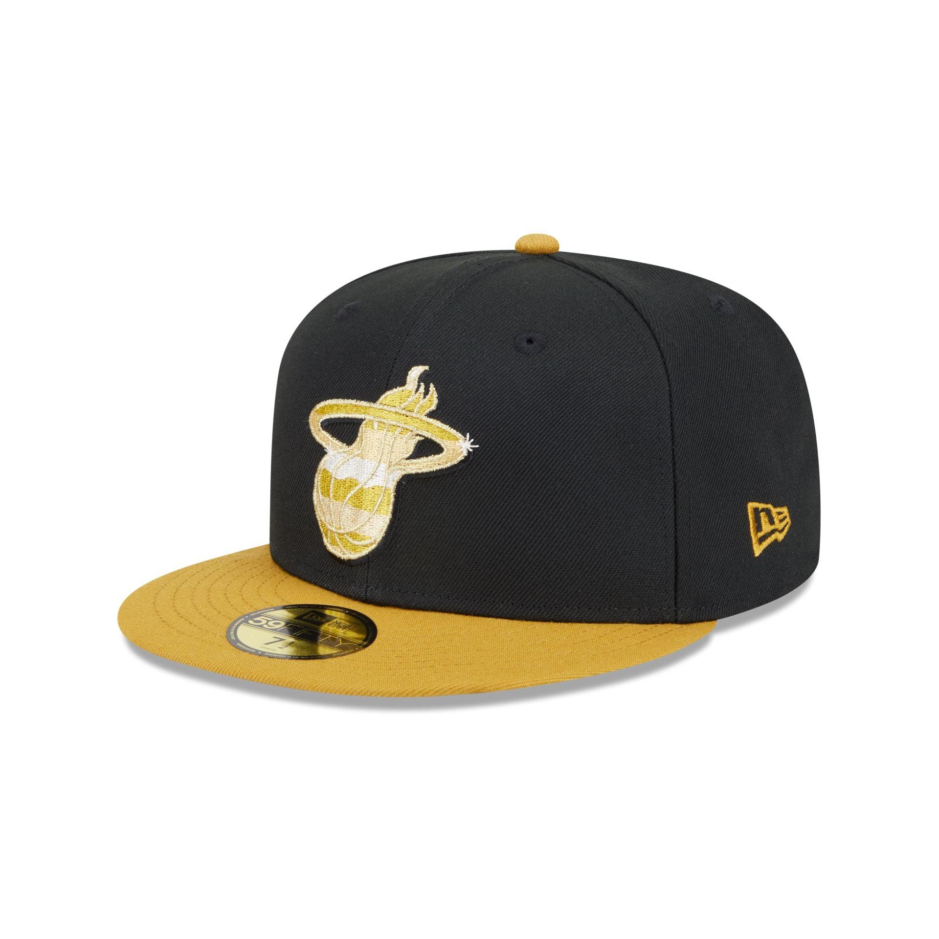 Miami Heat Metallic Gold Logo 59FIFTY Fitted Hat Male Product Image