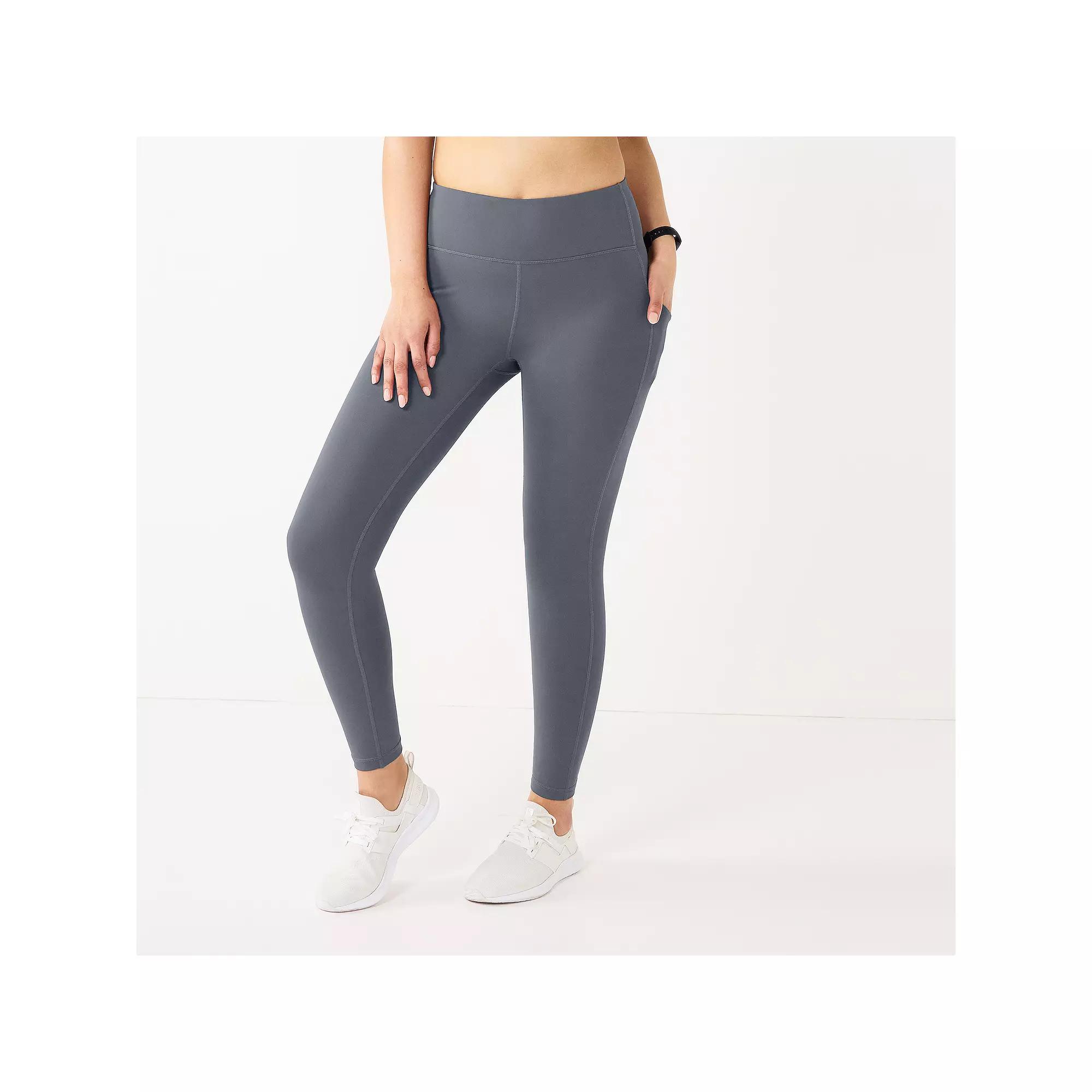 Petite Tek Gear® Ultrastretch High-Waisted 7/8 Leggings with Side Pockets, Women's, Size: XXL Petite, Heritage Gray Product Image