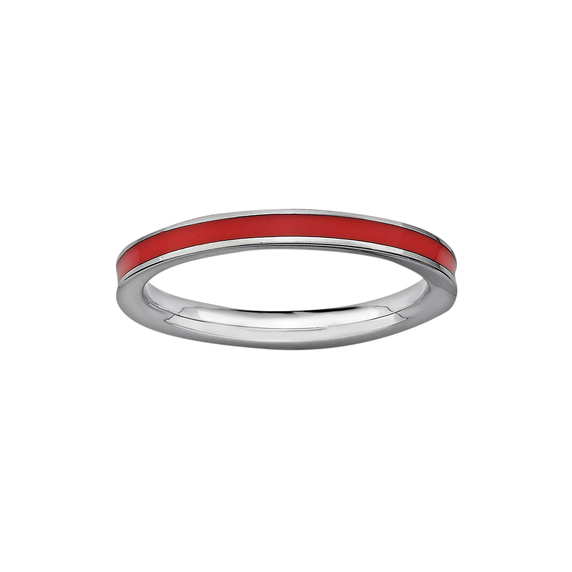 Stacks & Stones Sterling Silver Red Enamel Stack Ring, Women's, Size: 5 Product Image