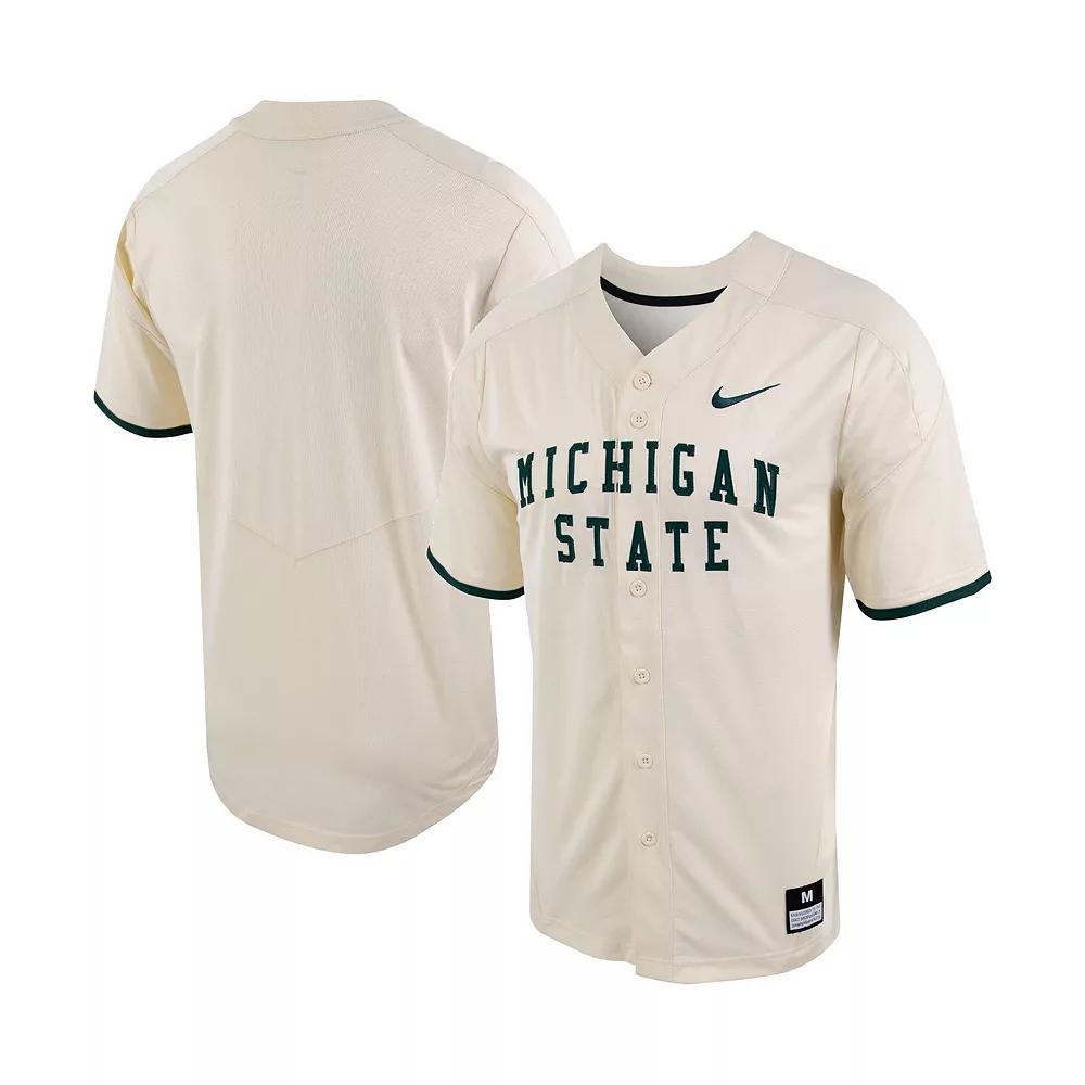 Men's Nike Natural Michigan State Spartans Replica Vapor Elite Full-Button Baseball Jersey,  Product Image