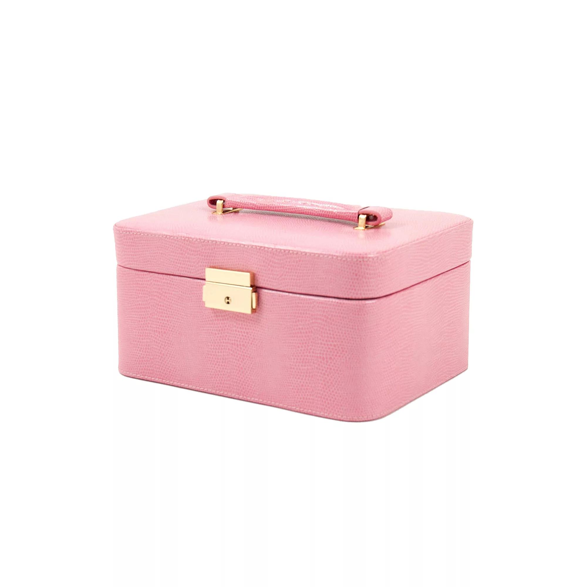 Bey-Berk Lizard Leather Jewelry Box, Valet & Travel Case Set, Women's, Pink Product Image