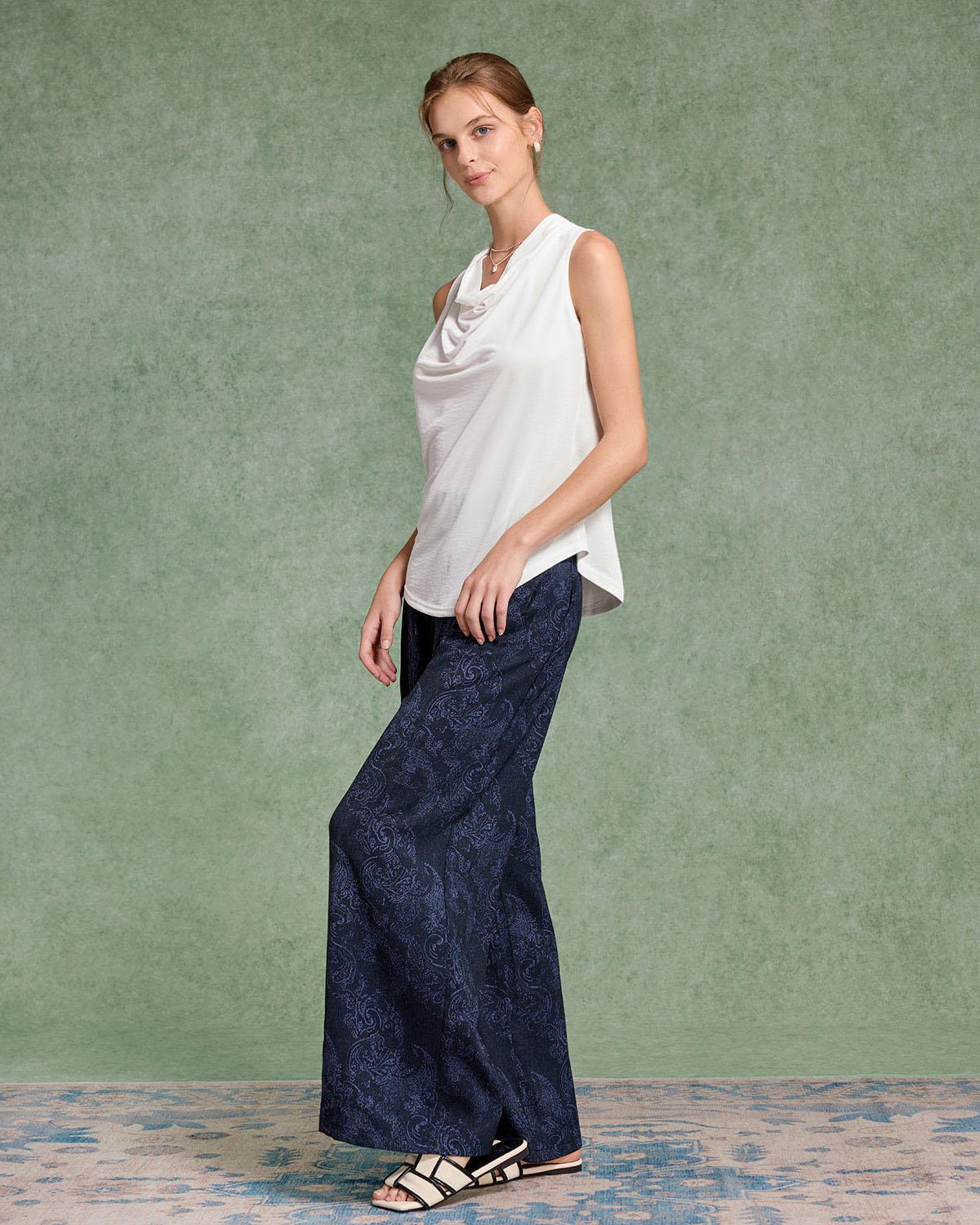 White Cowl Neck Tank Top Product Image