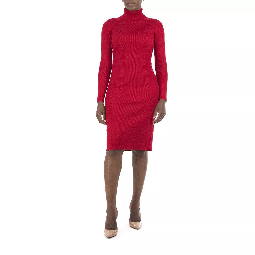 Women's Nina Leonard Midi Sheath Sweater Dress, Size: XL, Red Product Image