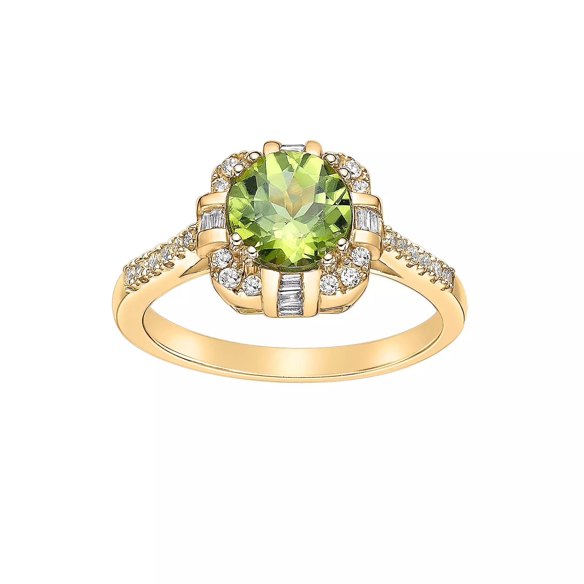 Gemminded 10k Gold, Peridot & 1/4 Carat T.W. Diamond Ring, Women's, Size: 8 Product Image