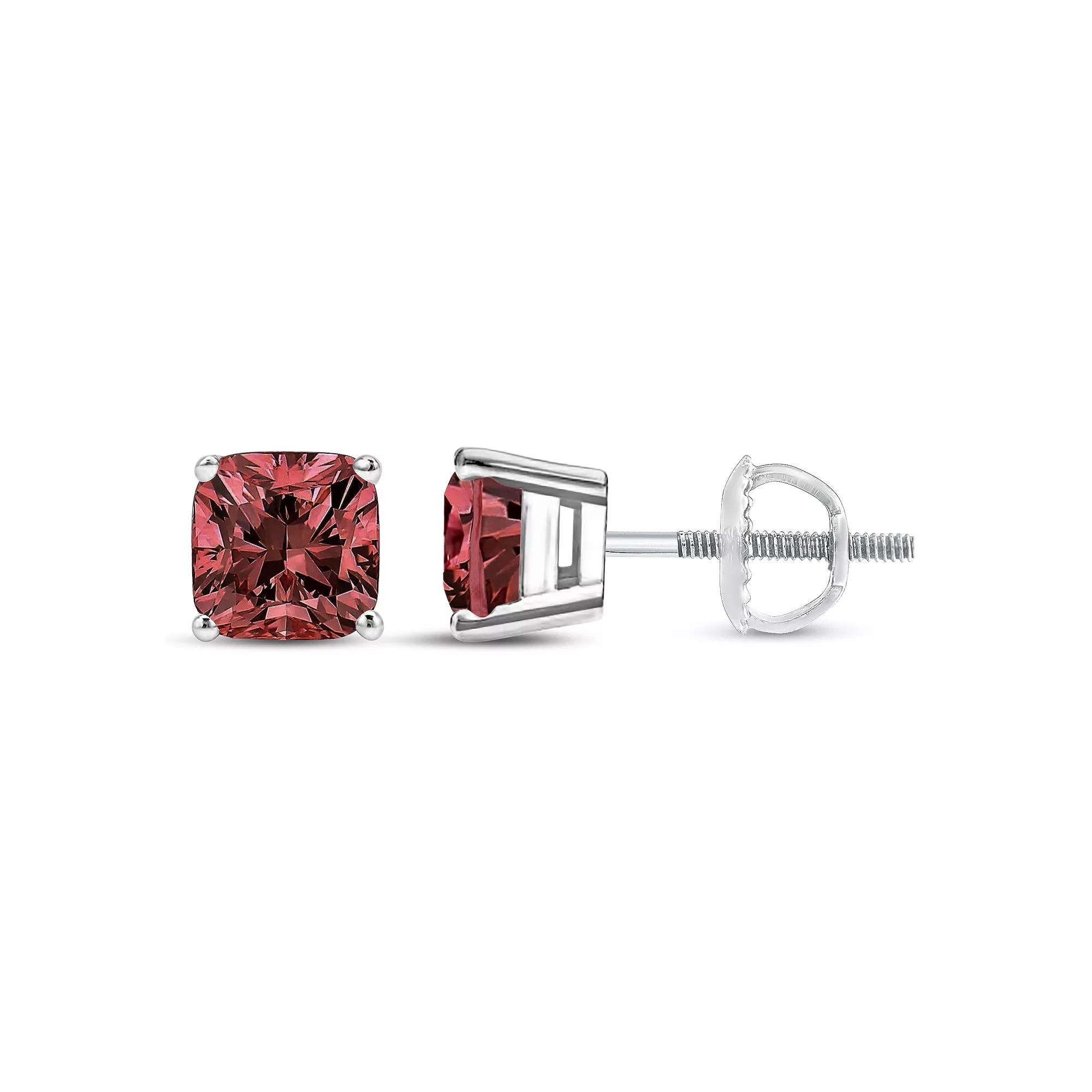Haus of Brilliance 14k White Gold 1 1/2 Carat T.W. Lab-Grown Pink Diamond Solitaire Stud Earrings, Women's Product Image
