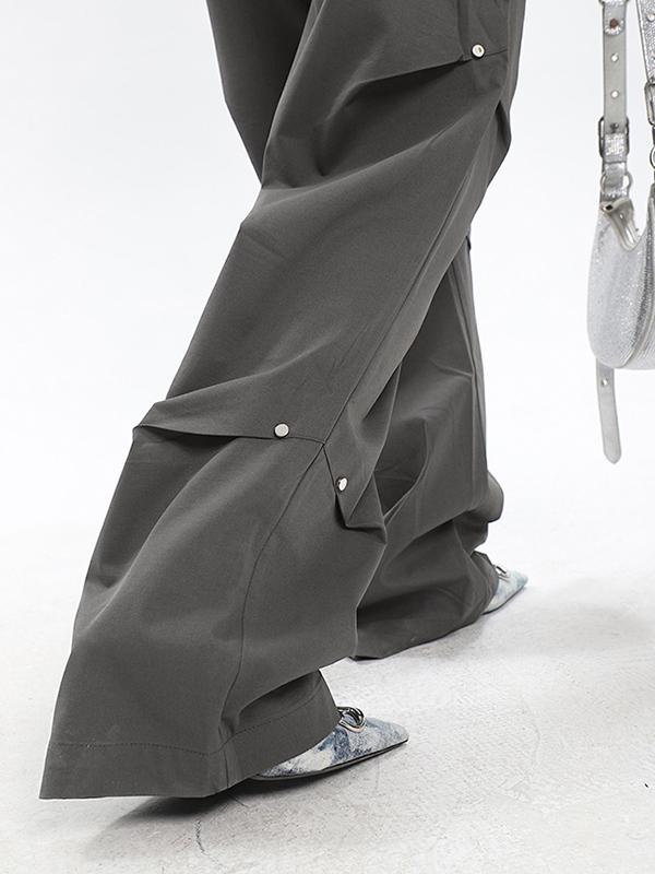 Pleated Hardware Decoration Cargo Pants Product Image