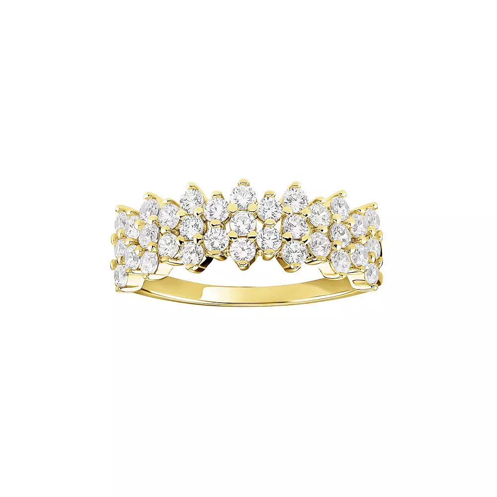 PRIMROSE Sterling Silver Cubic Zirconia Cluster Band Ring, Womens Gold Tone Product Image