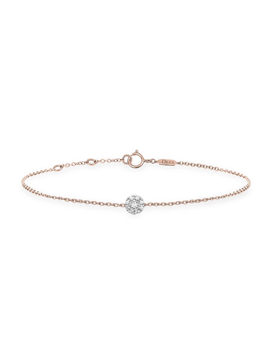 Womens Magic Touch 18K Rose Gold & Diamond Target Chain Bracelet Product Image