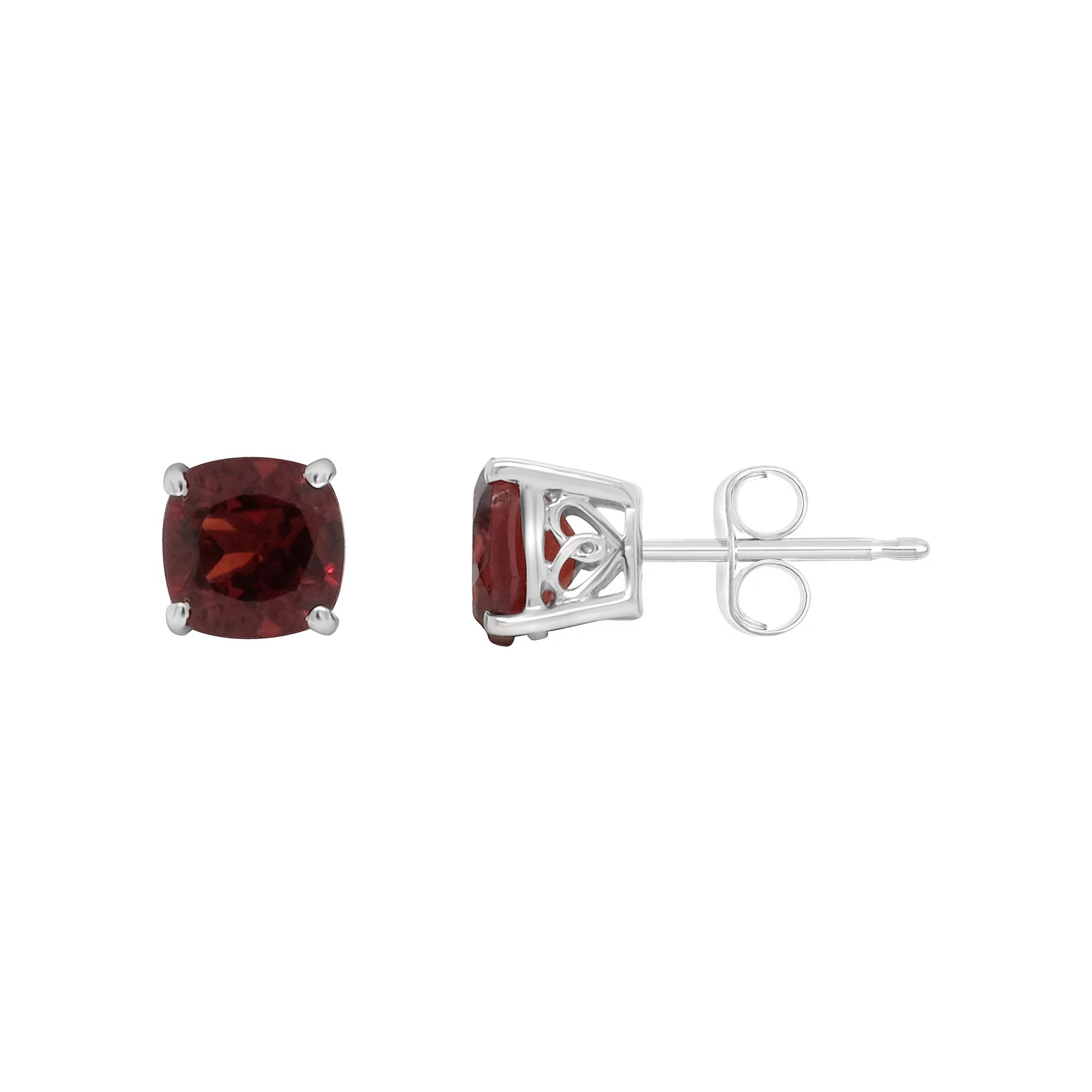 Alyson Layne 14k Gold Cushion Garnet Stud Earrings, Women's, 14k White Gold Product Image