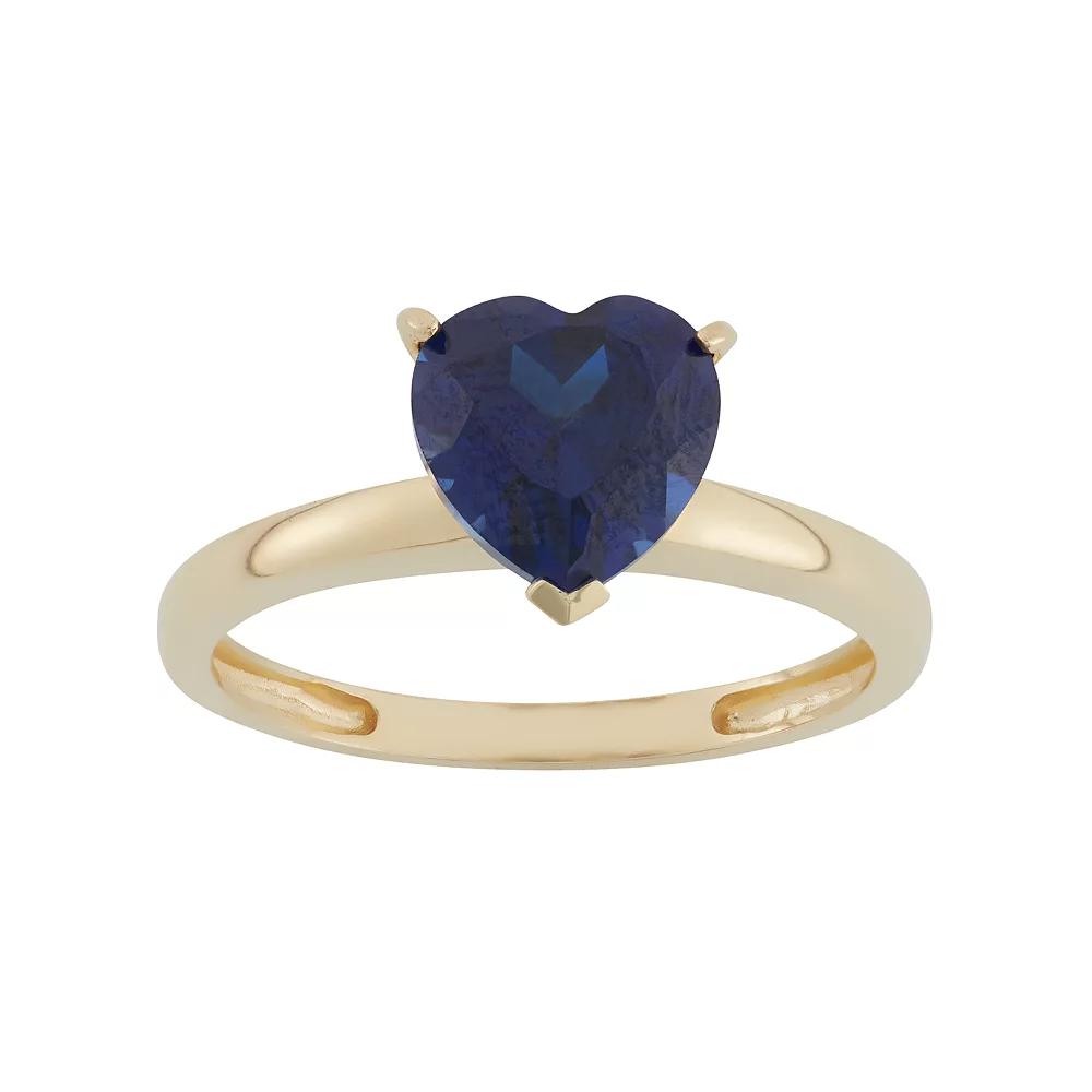 Designs by Gioelli Lab-Created Sapphire 10k Gold Heart Ring, Women's, Blue Product Image