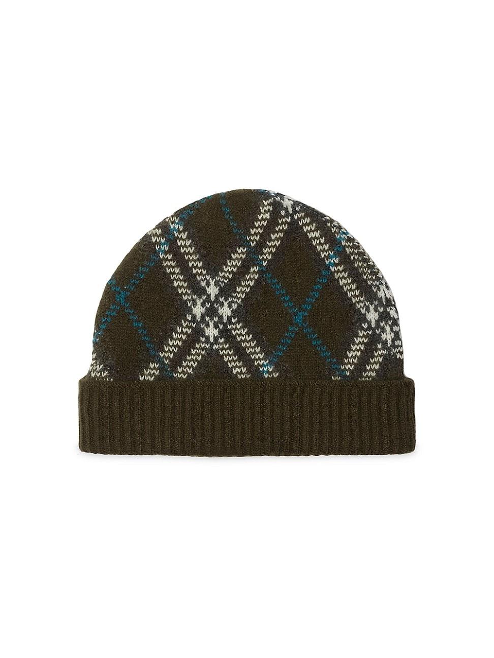 Mens Check Cashmere Beanie Product Image