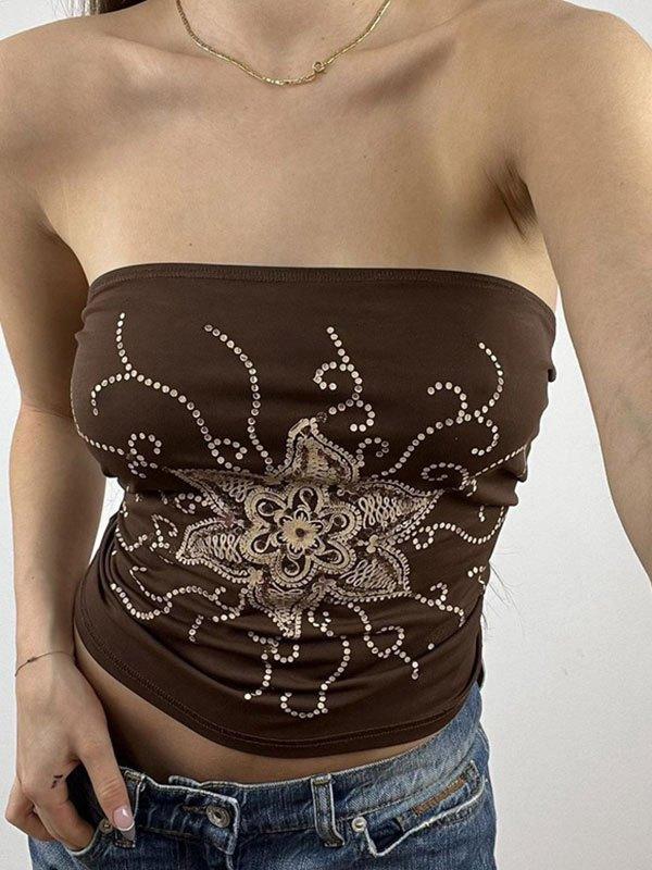 Rhinestone Floral Bandeau Top Product Image