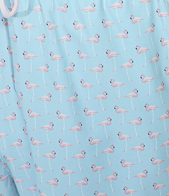 Caribbean Mini Flamingo Teal 5#double; Cabana Swim Trunks Product Image