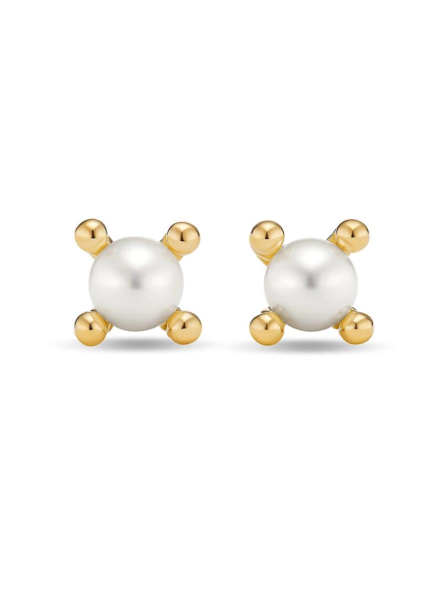 Womens Petite Modern Renaissance Pearl Stud Earrings in 18K Yellow Gold, 5.5MM Product Image