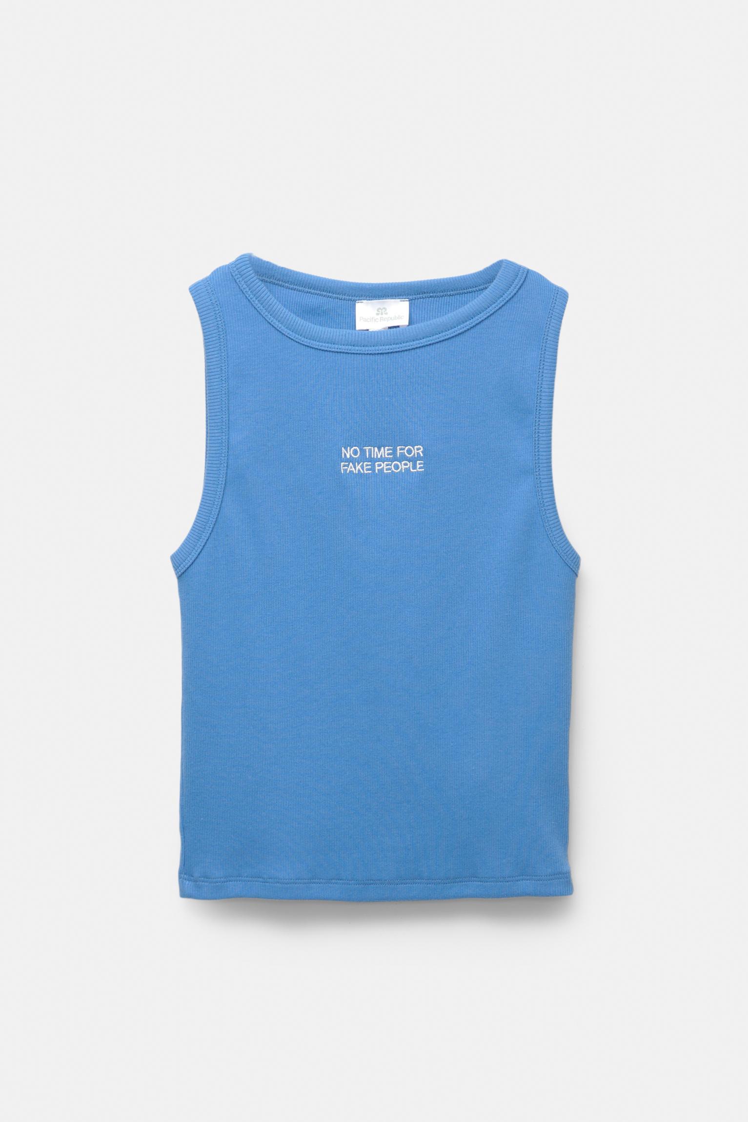 Blue tank top with slogan Product Image