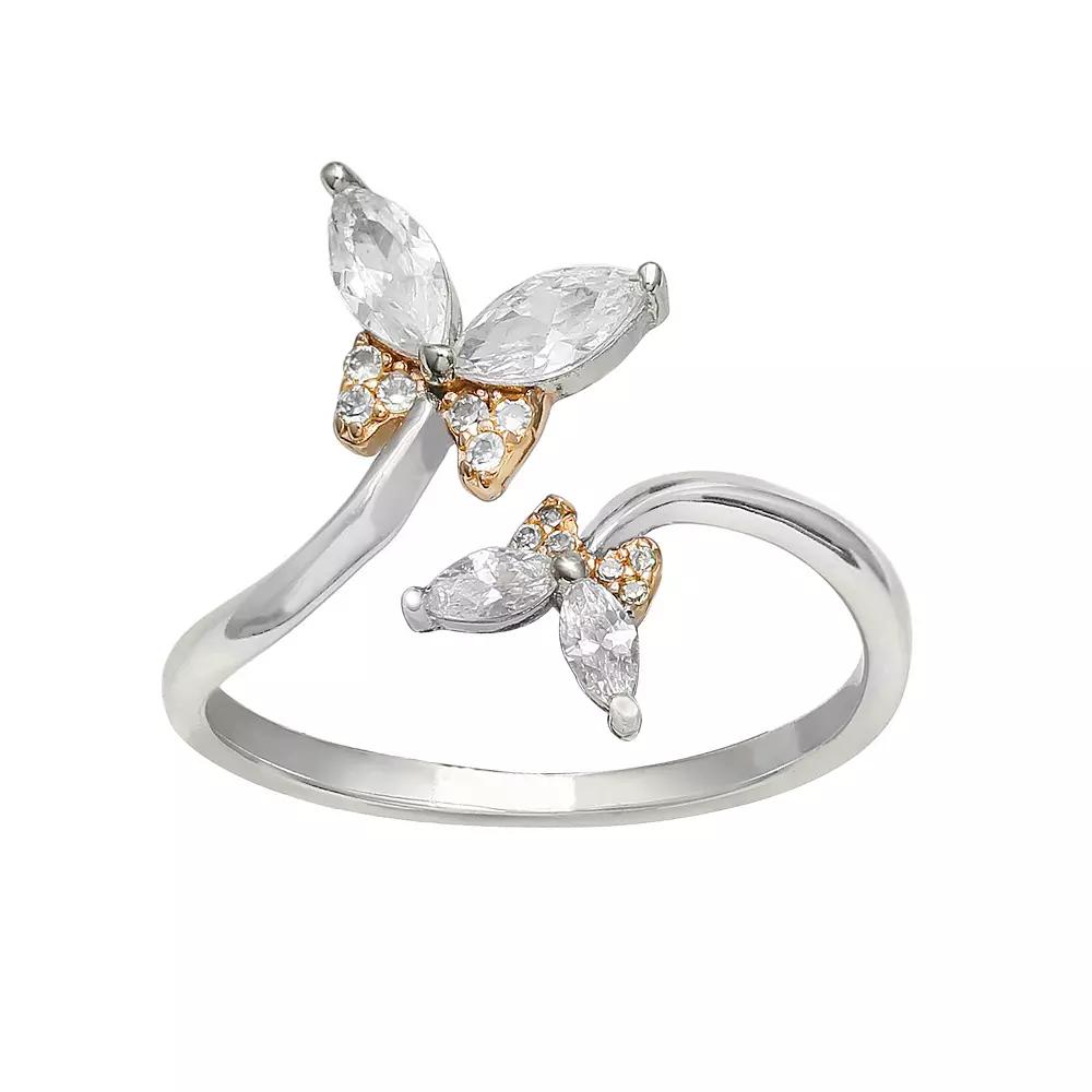 PRIMROSE Sterling Silver Cubic Zirconia Butterfly Ring, Women's, Size: 6 Product Image