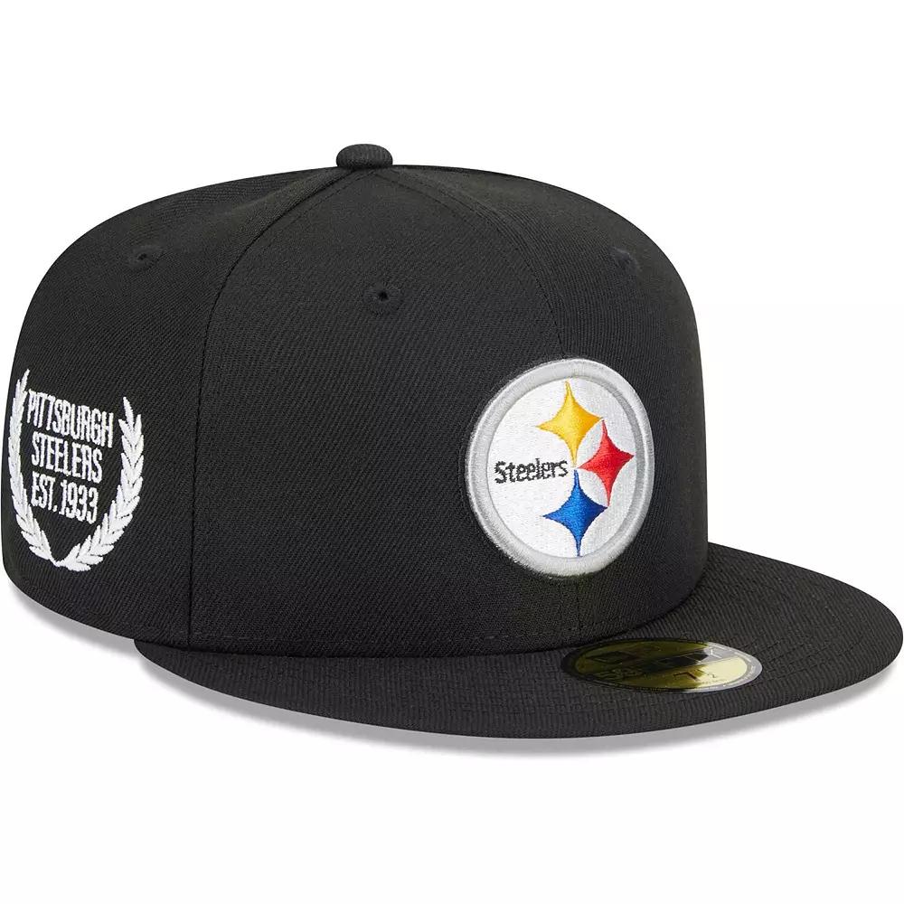 Men's New Era Black Pittsburgh Steelers Camo Undervisor 59FIFTY Fitted Hat, Size: 7 Product Image