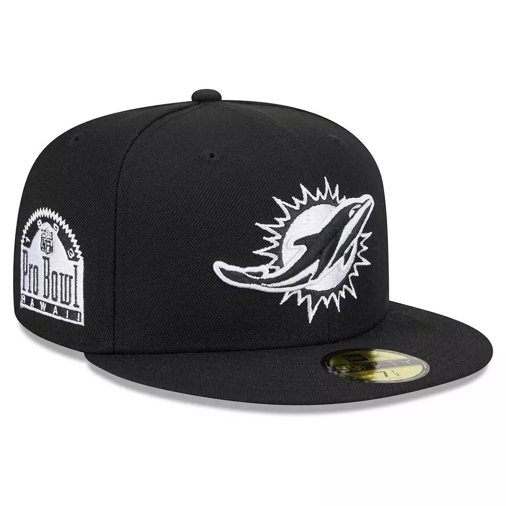 Men's New Era Black Miami Dolphins Main Patch 59FIFTY Fitted Hat,  Product Image