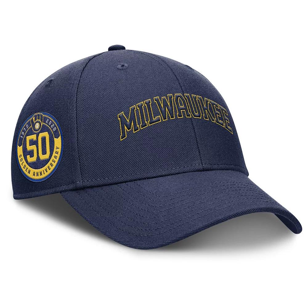 Men's Nike Navy Milwaukee Brewers Rise Gaberdine Adjustable Hat,  Product Image