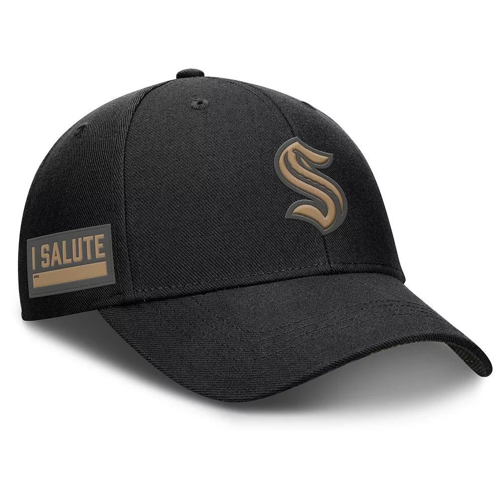 Men's Fanatics Black Seattle Kraken Authentic Pro Military Appreciation Adjustable Hat, Krk Black Product Image