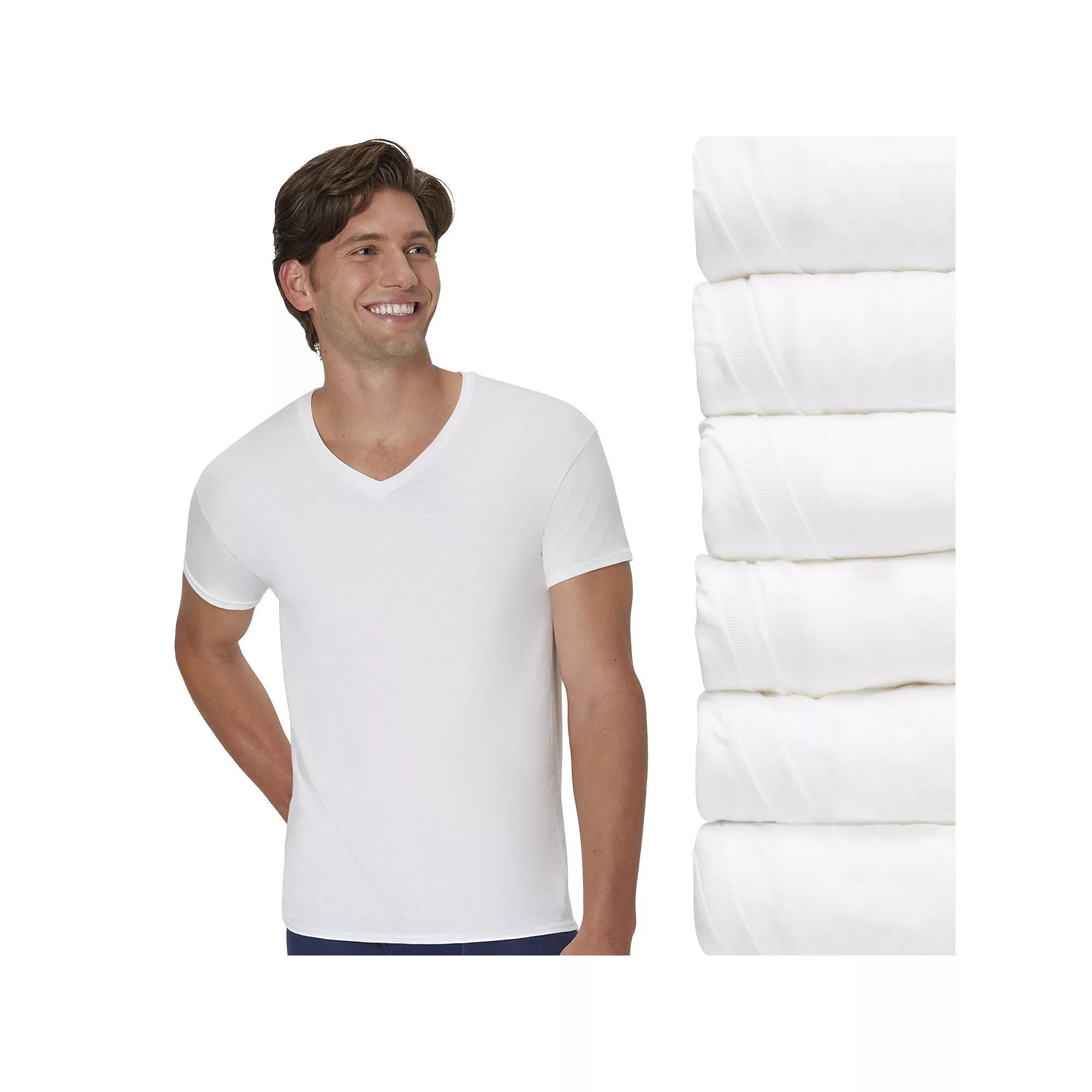 Men's Hanes® 6-Pack Ultimate ComfortSoft V-Neck Undershirt,  Product Image