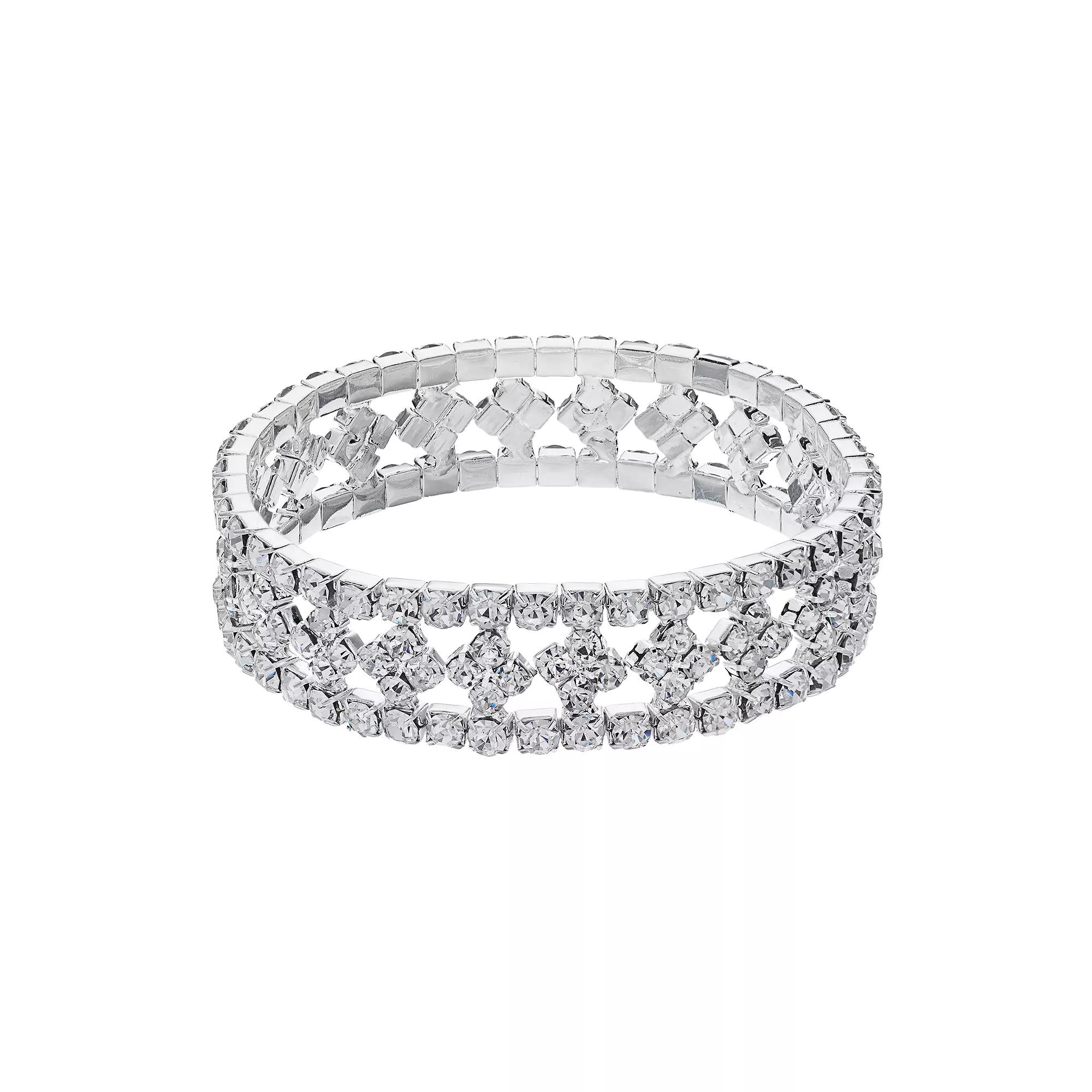 Vieste Multi Row Stretch Bracelet, Women's, Silver Tone Product Image