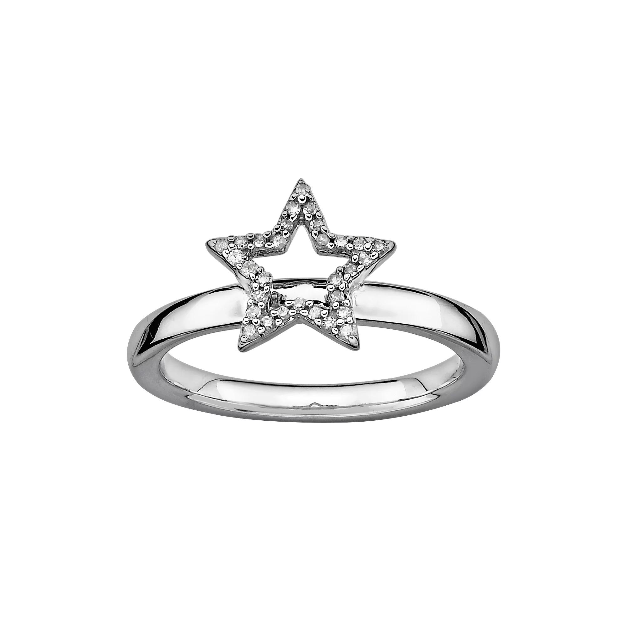 Stacks & Stones Sterling Silver 1/10-ct. T.W. Diamond Star Stack Ring, Women's, Size: 8 Product Image