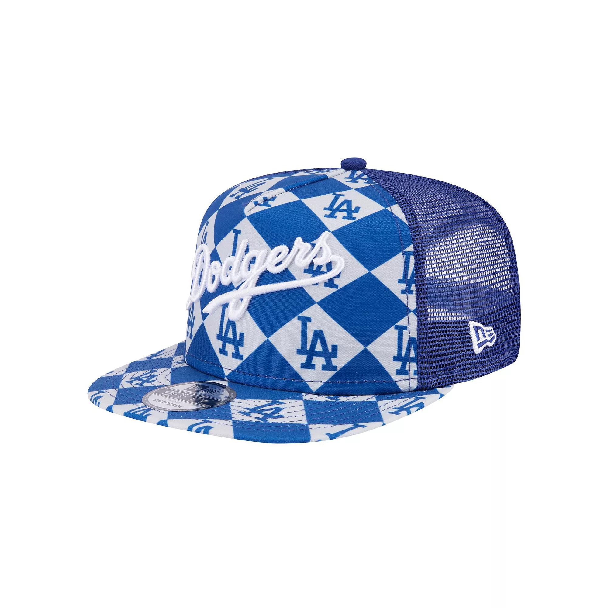 Men's New Era Royal Los Angeles Dodgers Seeing Diamonds A-Frame Trucker 9FIFTY Snapback Hat, Blue Product Image