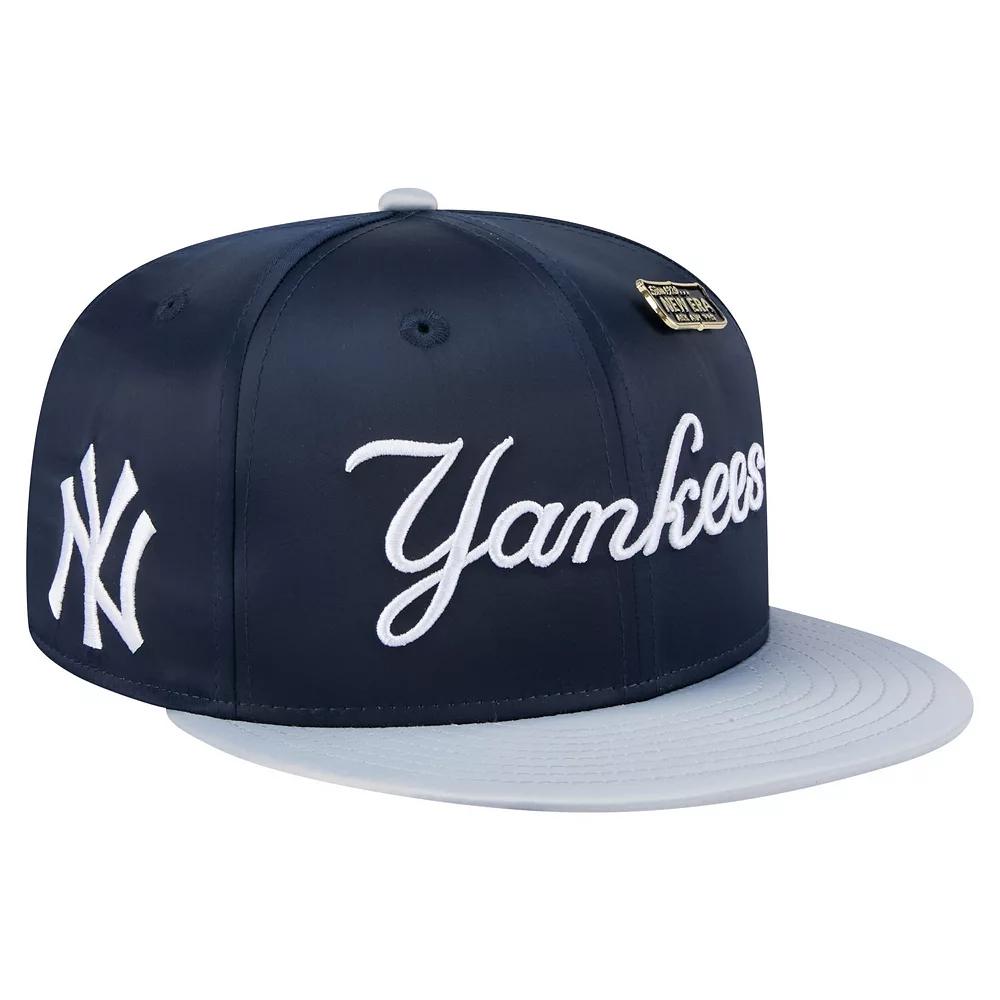 Men's New Era Navy/Gray New York Yankees Satin 59FIFTY Fitted Hat,  Product Image