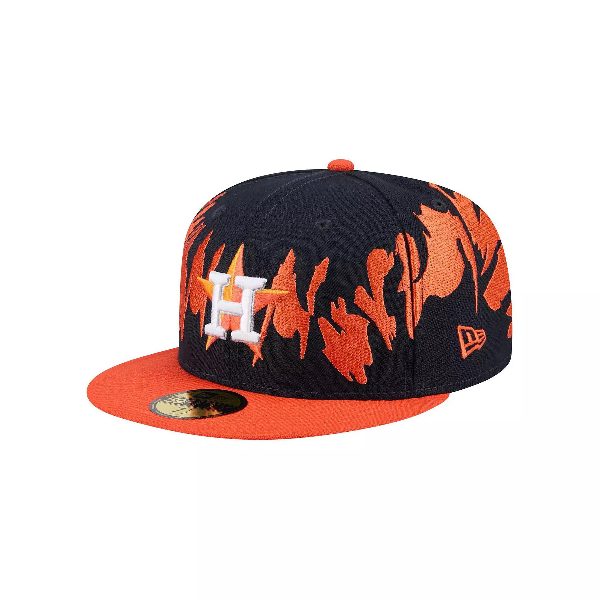 Men's New Era Navy/Orange Houston Astros Retro Pattern 59FIFTY Fitted Hat, Size: 7 5/8, Blue Product Image