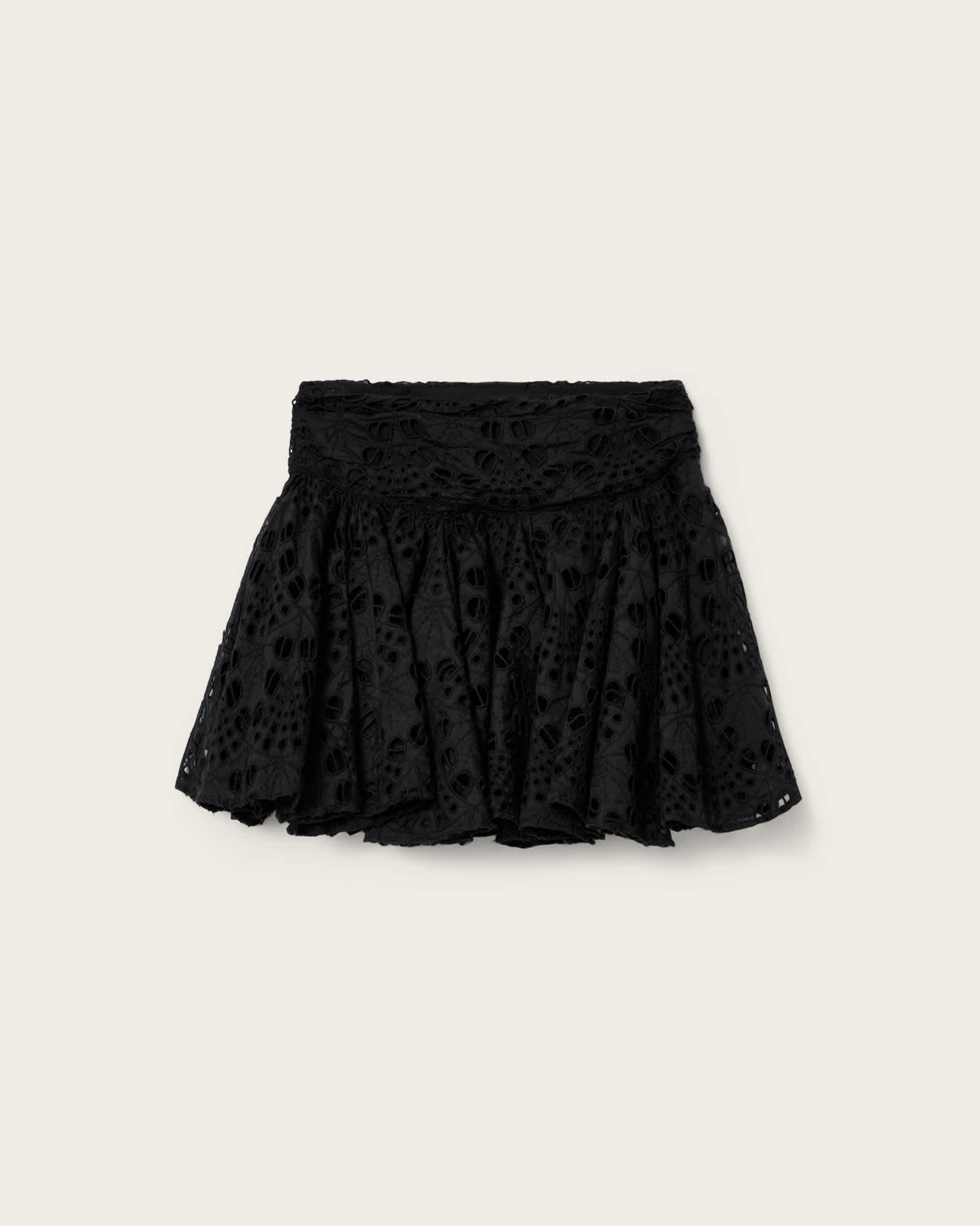 Dotty Broderie Mini Skirt Black | ALLSAINTS US Product Image