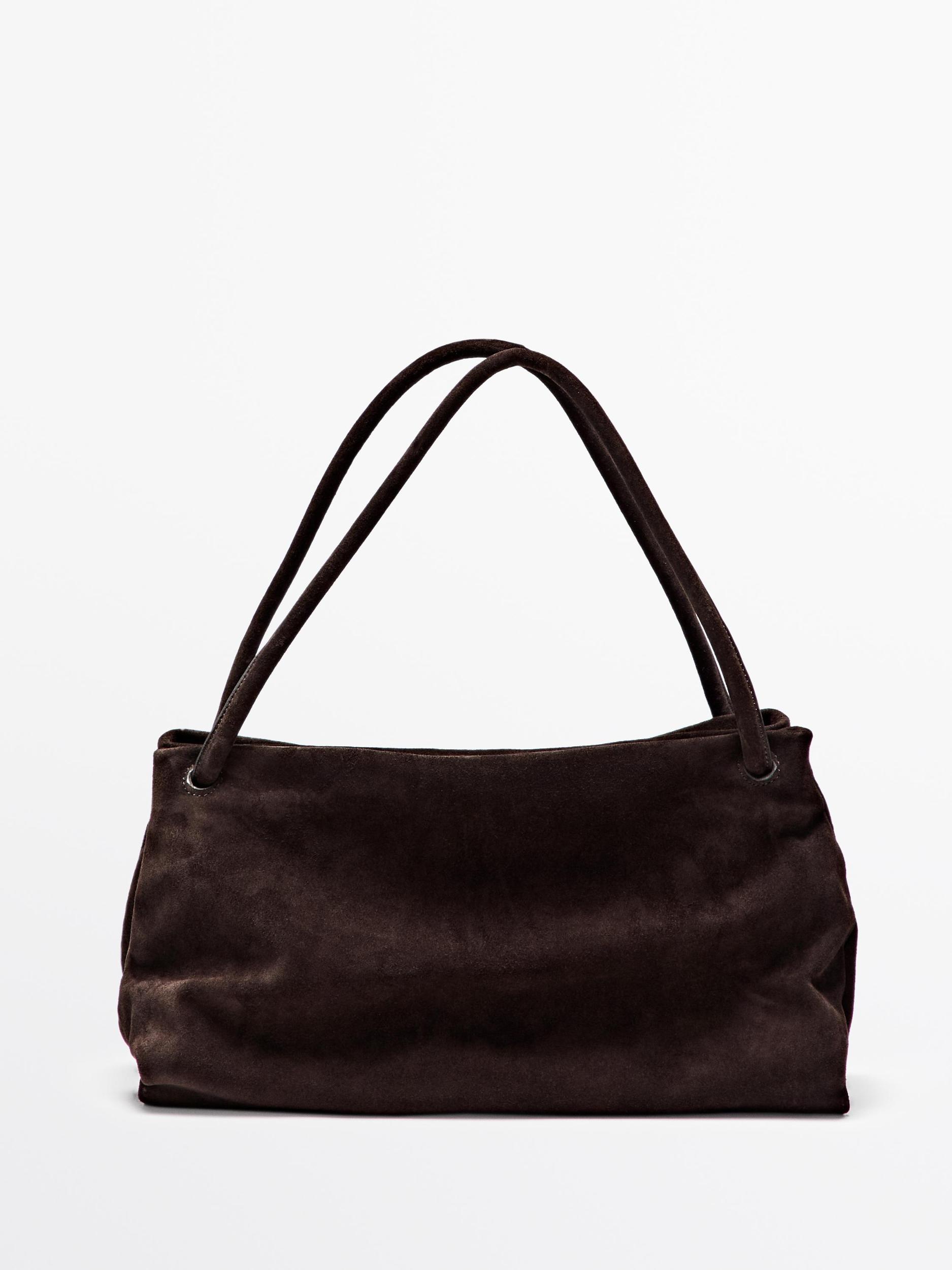 Leather and split leather medium bag with compartments Product Image