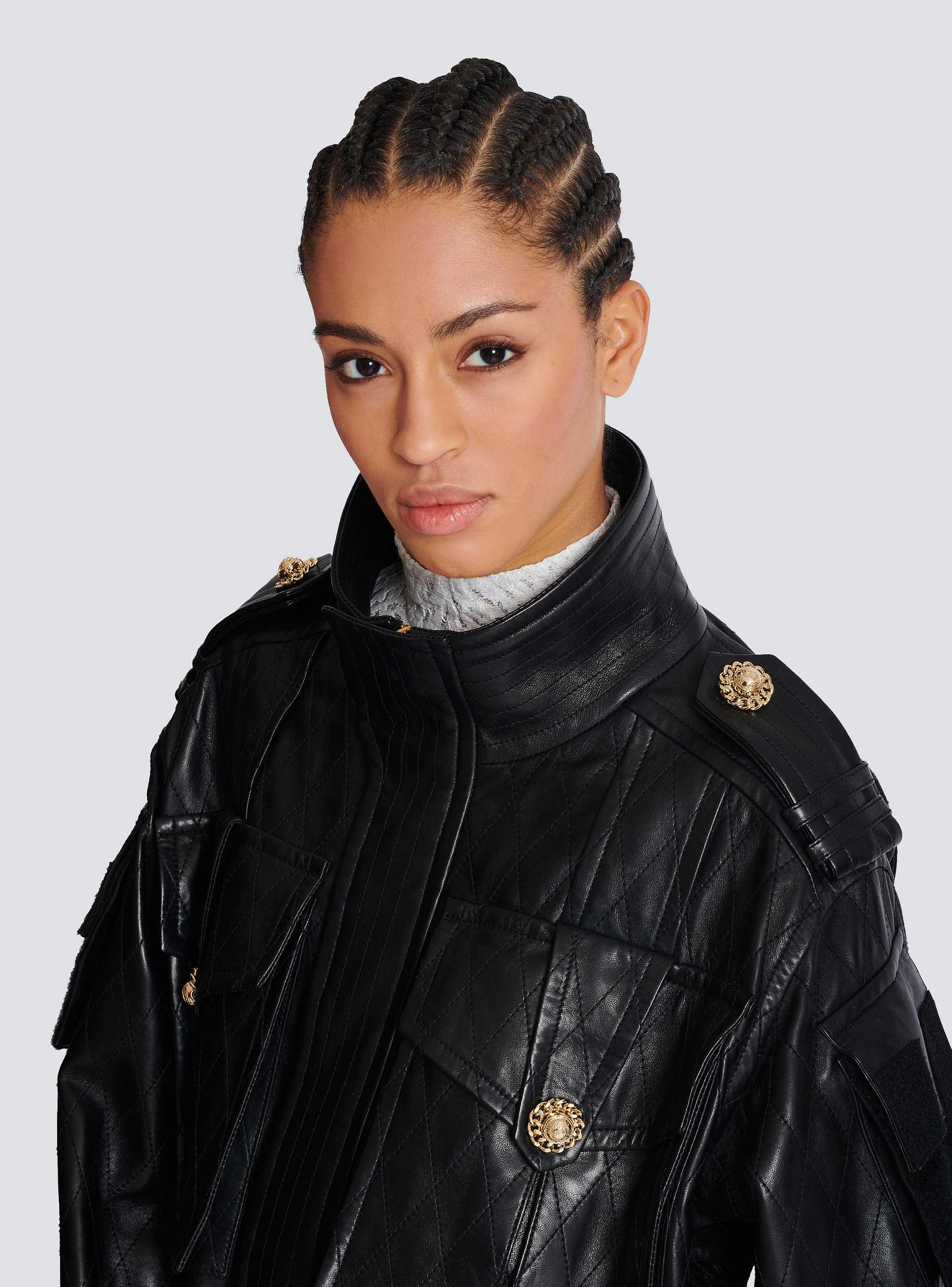 Lambskin leather parka with topstitched Diamond pattern Product Image