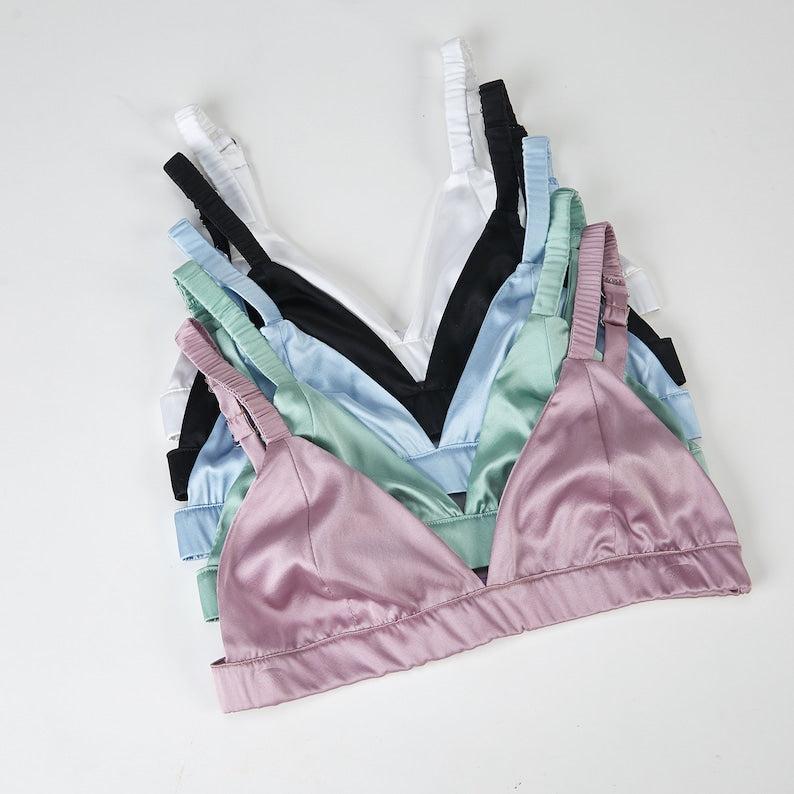 Pearl White | Handmade Pure Silk Bralettes | No Padding No Wire | 19 Momme Silk Charmeuse Product Image