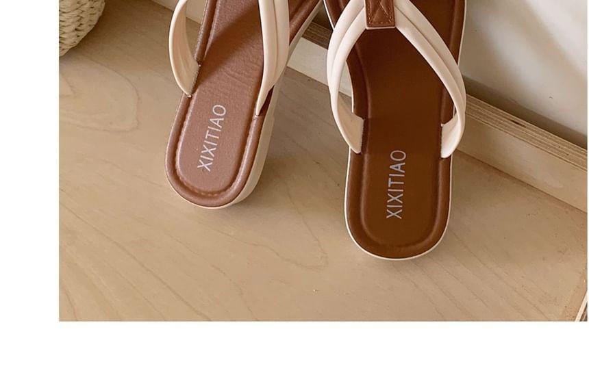 Faux Leather Lettering Flip Flops Product Image