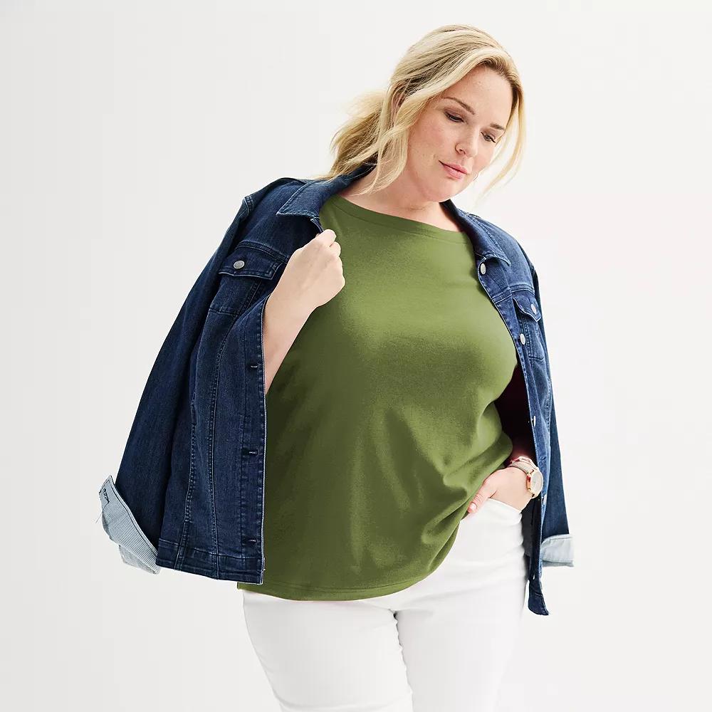Plus Size Croft & Barrow® Boatneck Top, Women's, Size: 0X, Sydney Green Product Image