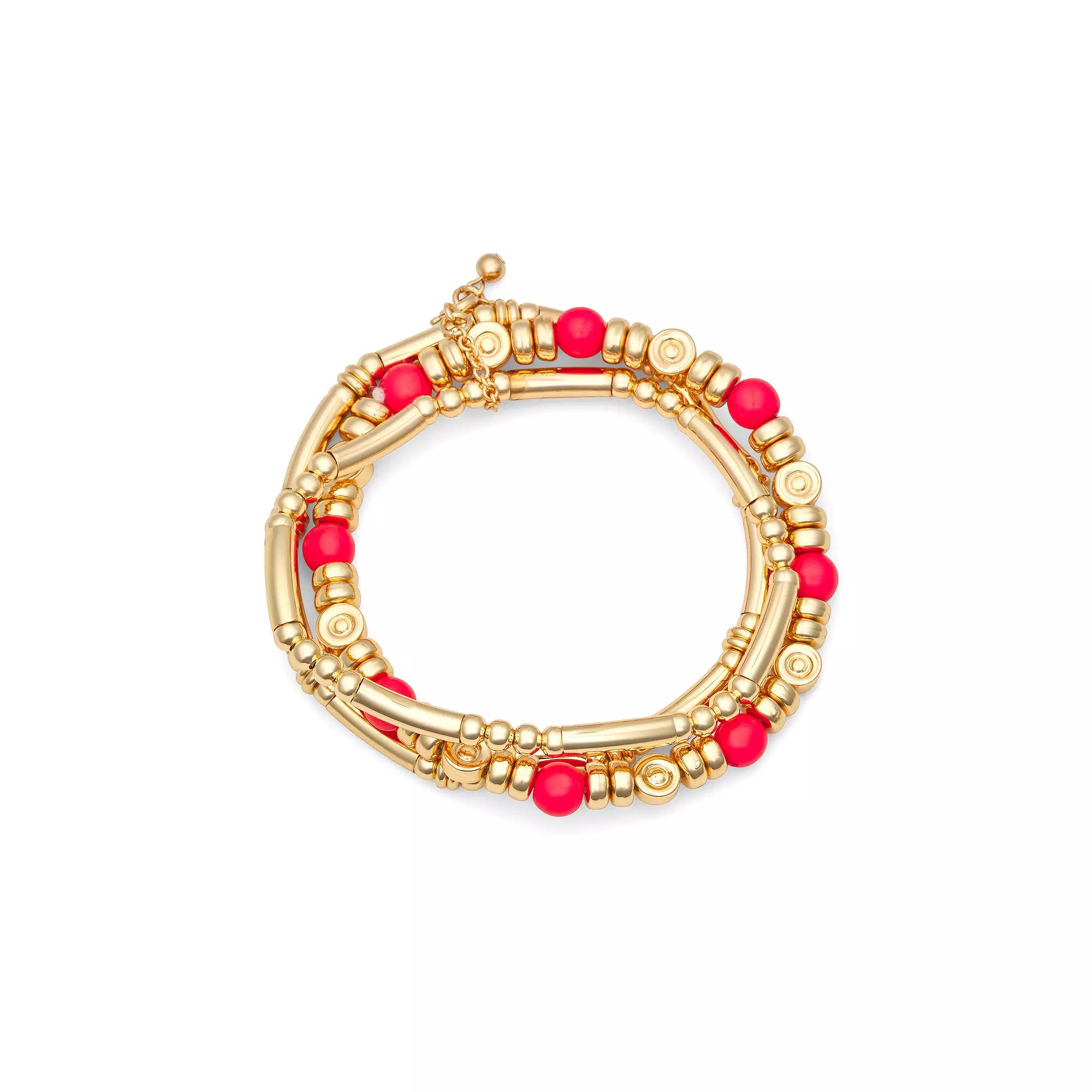 Napier Gold Tone Tangerine Triple Layered Bracelet, Women's, Orange Product Image