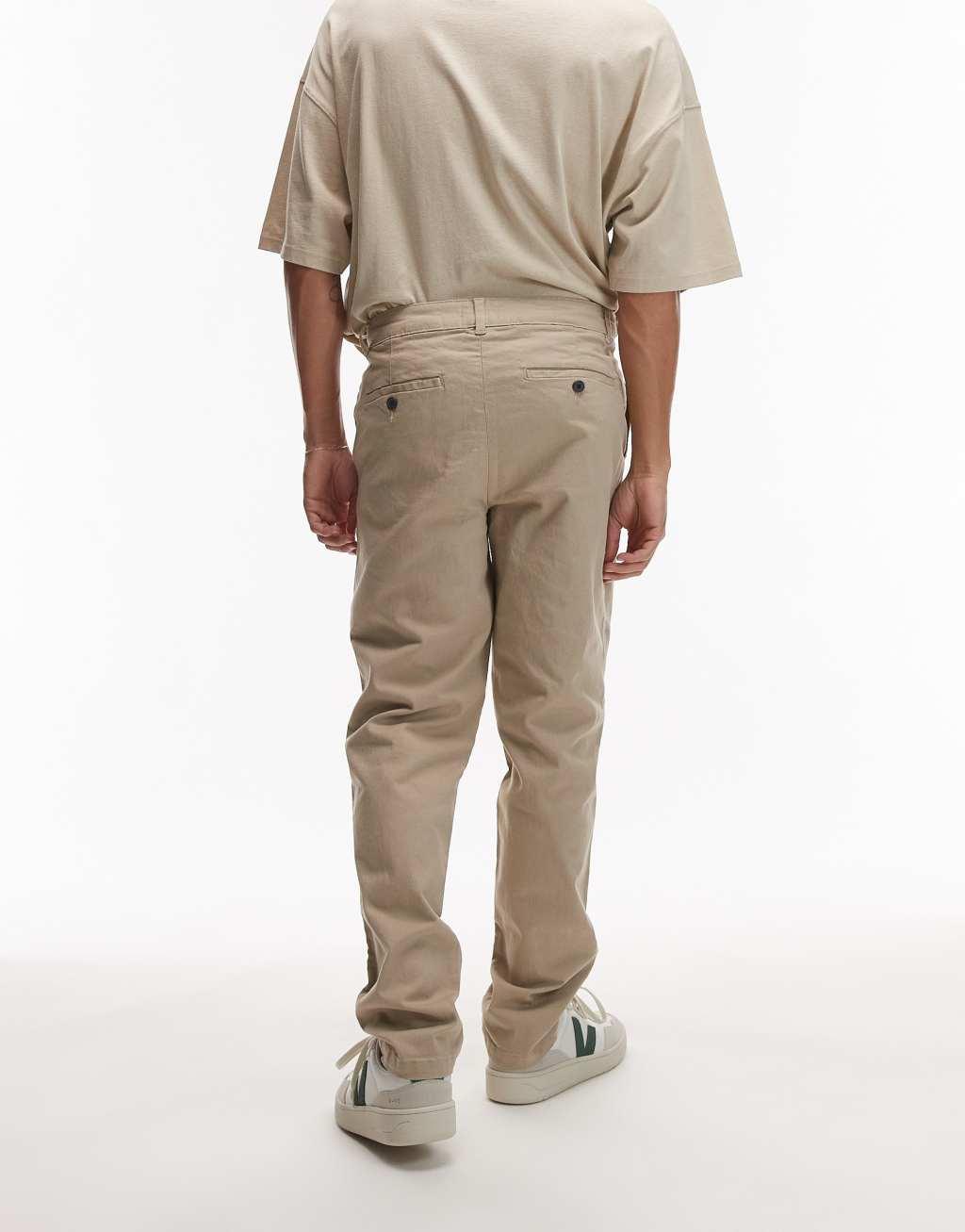 Topman slim chino pants in stone Product Image