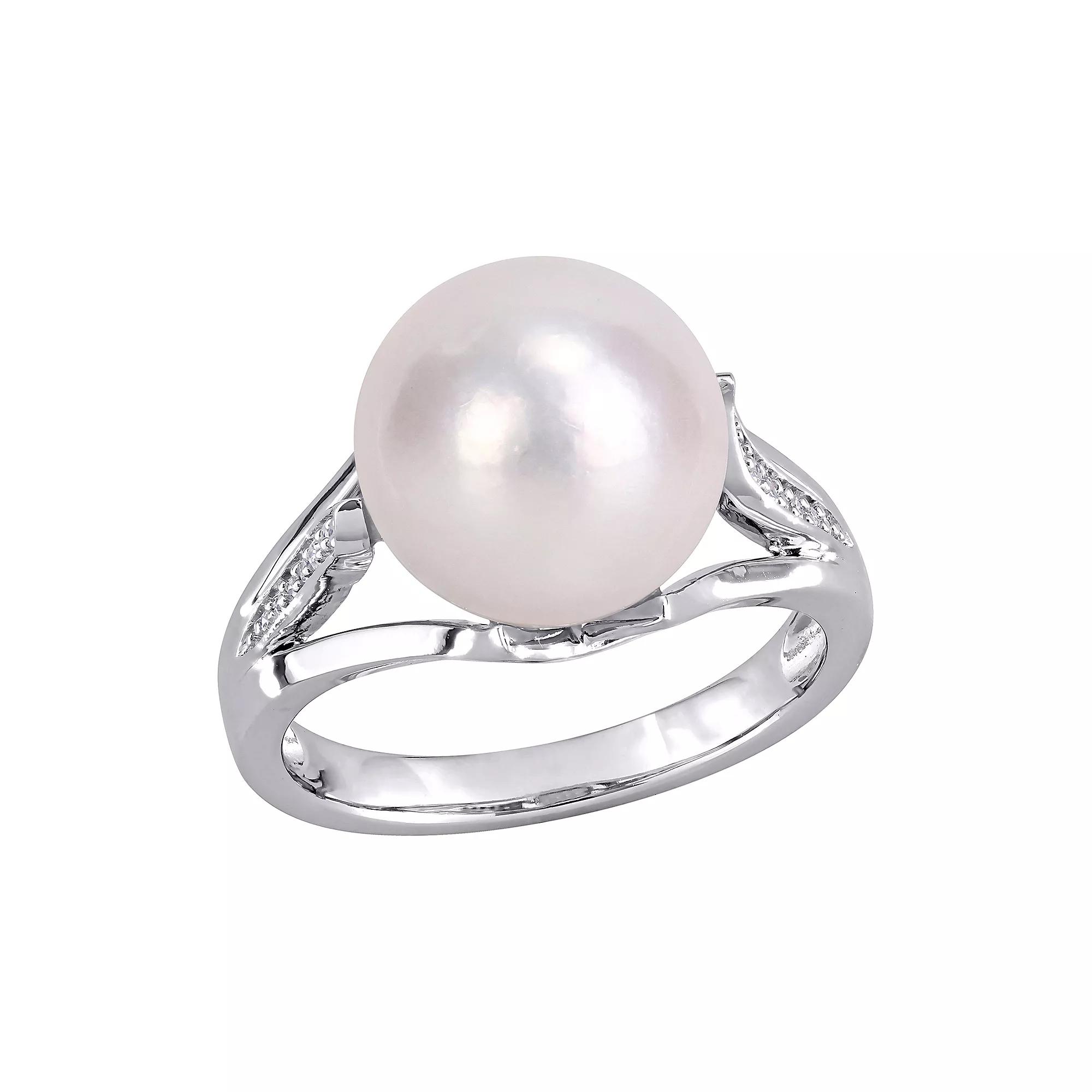 Stella Grace Sterling Silver Freshwater Cultured Pearl & Diamond Accent Ring, Women's, Size: 6.50 Product Image