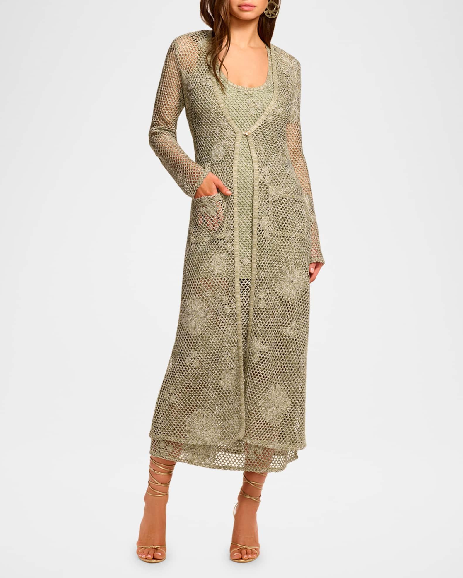 Liliana Embroidered Crochet Midi Dress Product Image