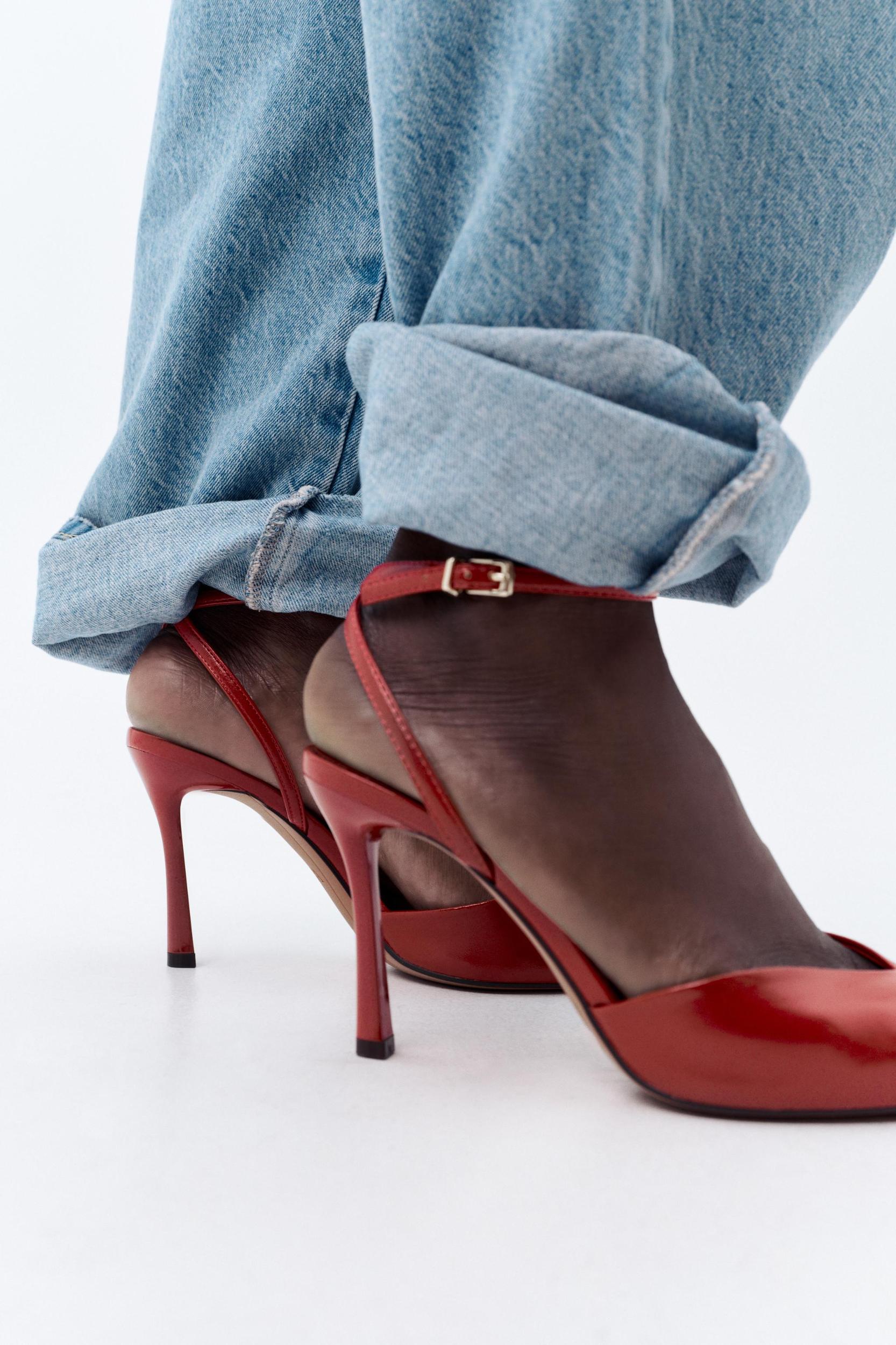 STILETO HEELED ANKLE STRAP SANDALS Product Image