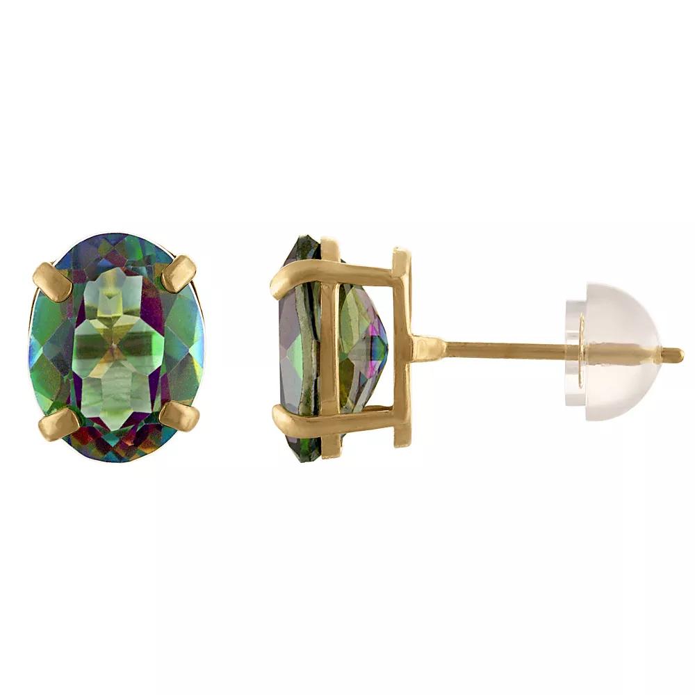 14k Gold Mystic Fire Topaz Stud Earrings, Women's Product Image