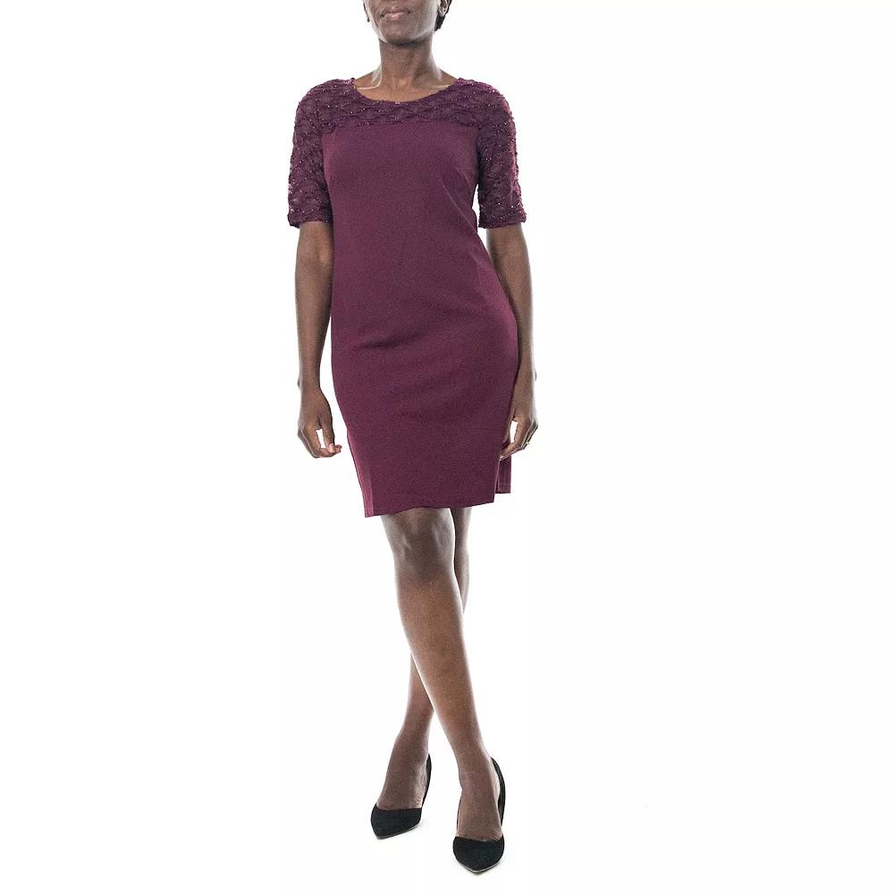 Women's Nina Leonard Elbow Sleeve Sheath Dress,  Product Image