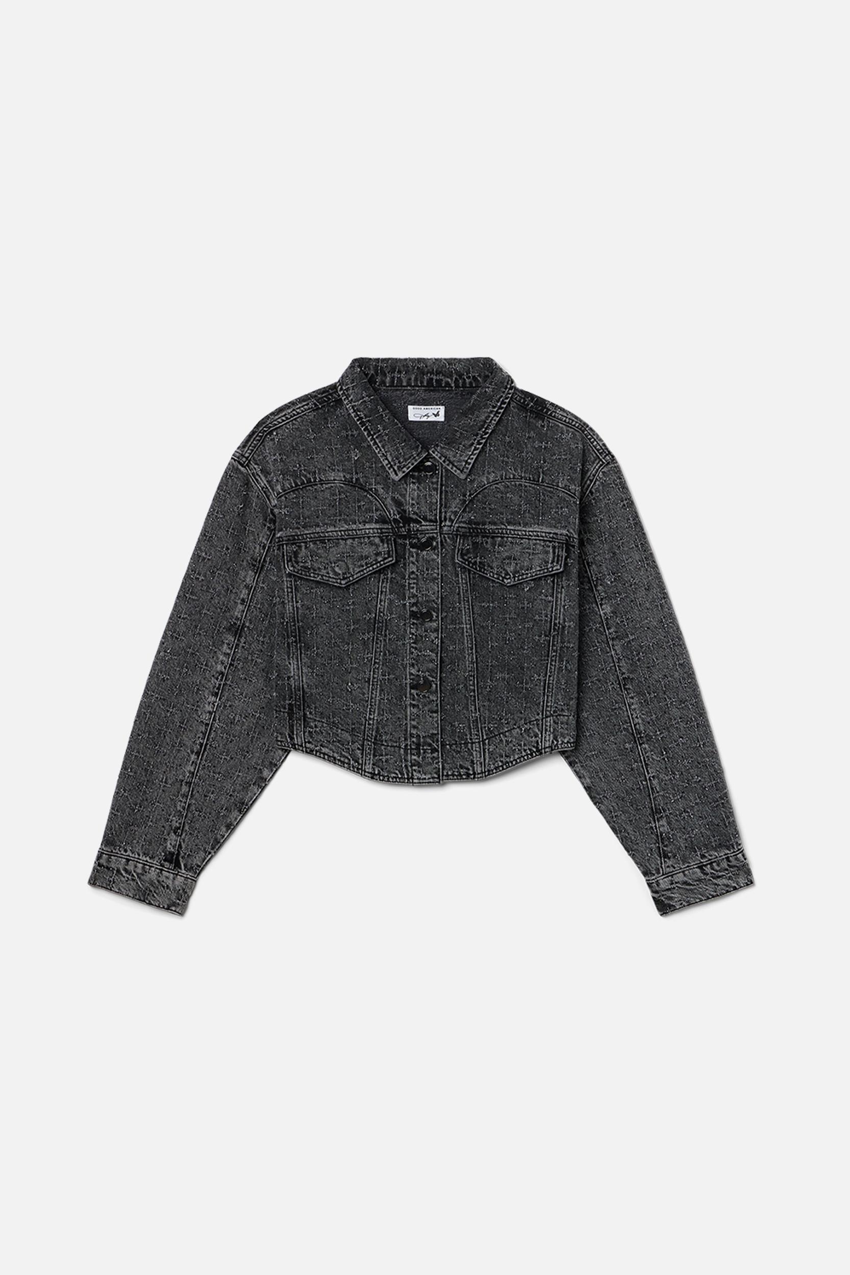 DOLLY CRYSTAL DENIM JACKET | BLACK415 Product Image