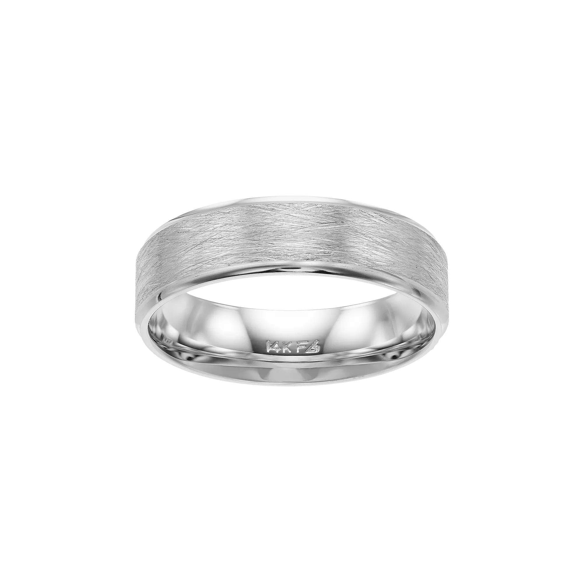 Men's AXL 14k White Gold Wire Finish Wedding Band, Size: 10.50, 14k Whgold Product Image