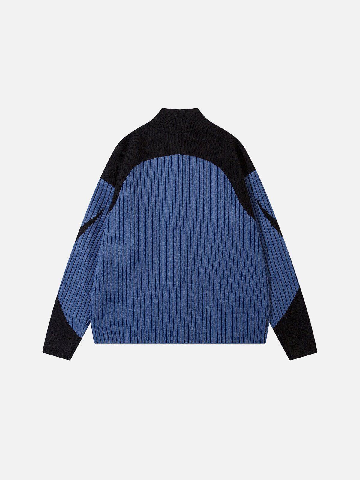 Aelfric Eden Color Blocking Stripe Turtleneck Cardigan Product Image