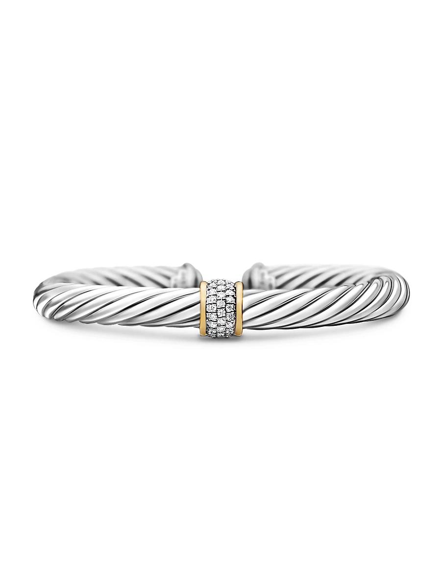 Womens Classic Cable Station Bracelet in Sterling Silver Product Image